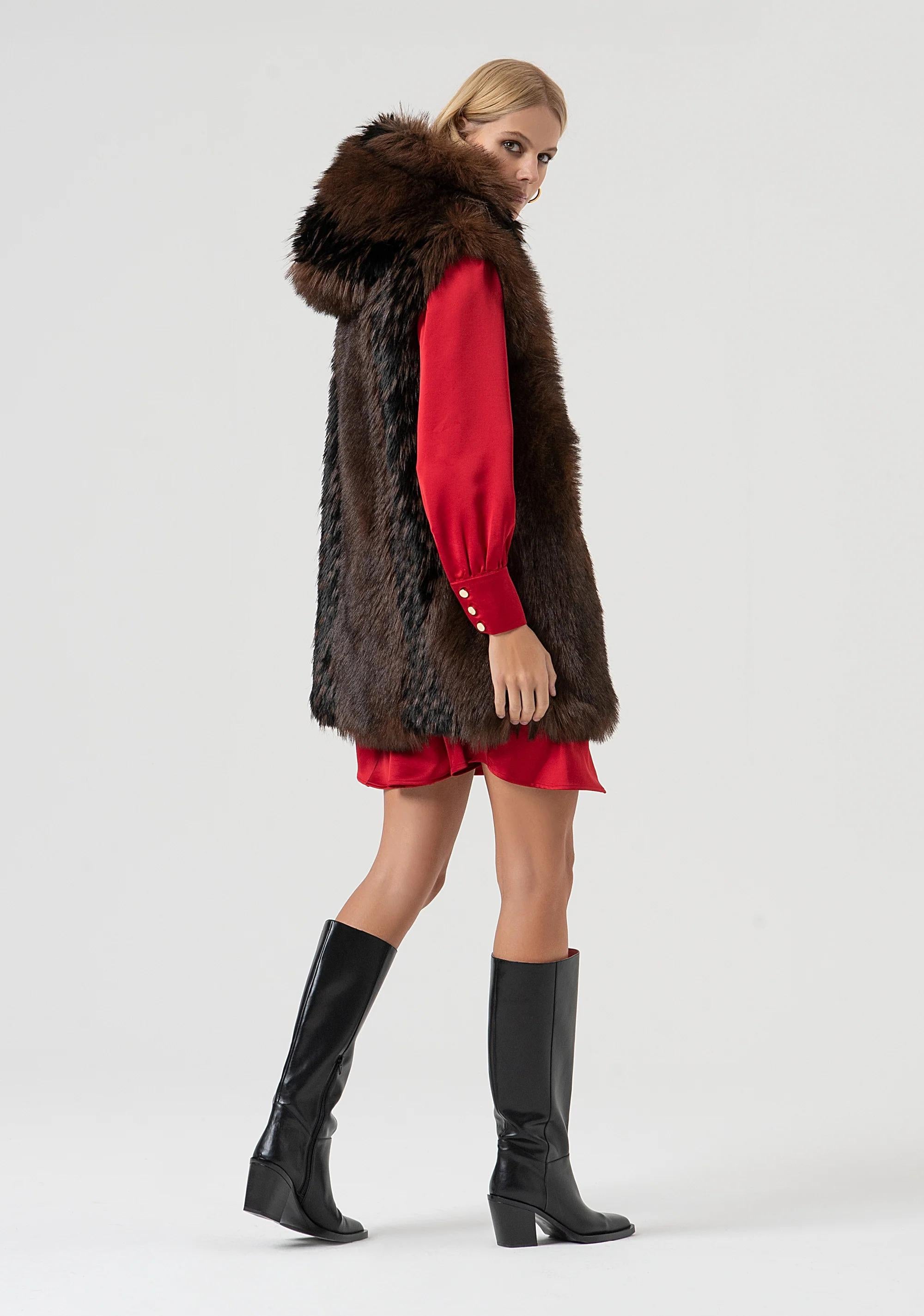 Fracomina Smanicato regular lungo con cappuccio brown FR25WC4006O44501 091 FRACOMINA 