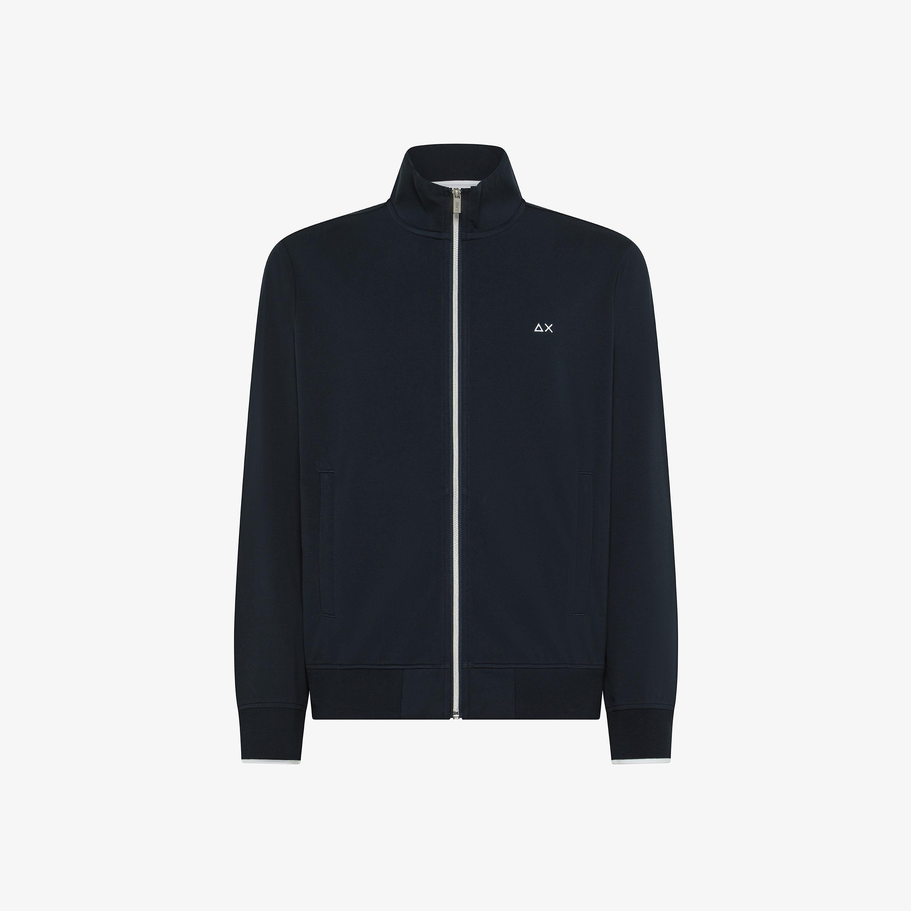 SUN68 Track zip piquet small stripe Navy Blue F36111 07 SUN 68 