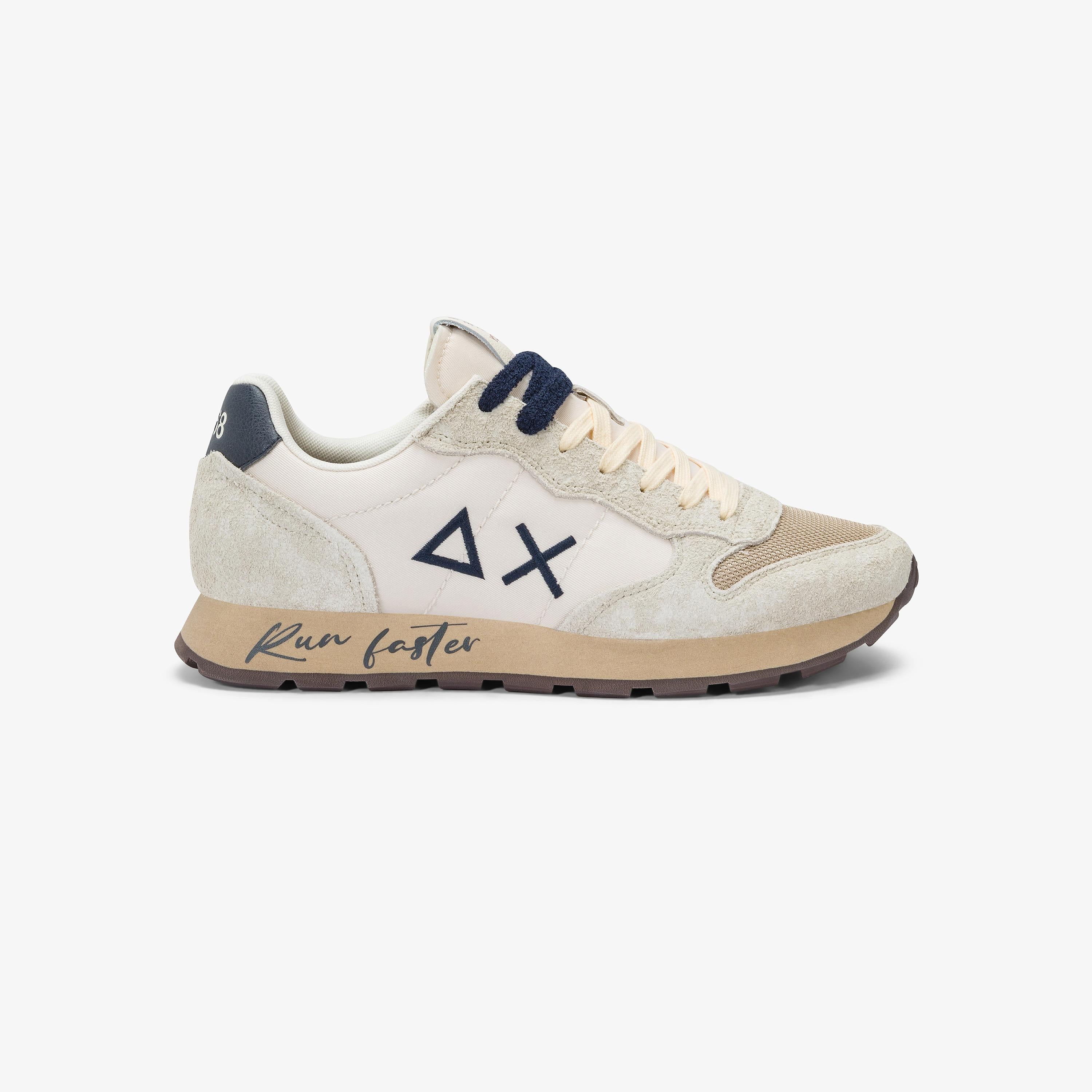 Sneaker tom vintage in nylon e suede bianco panna Z45105 31 SUN 68 