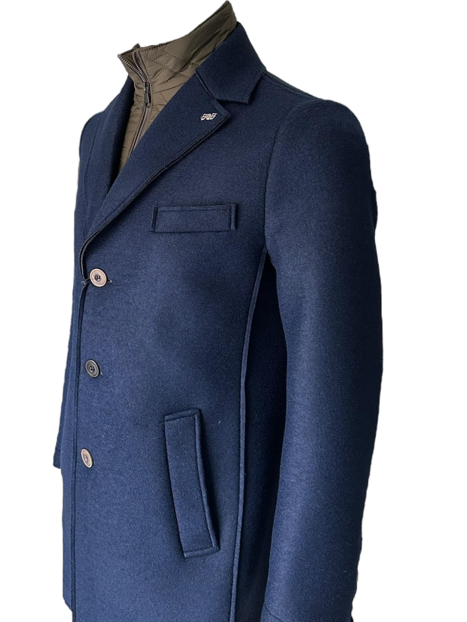 Bob cappotto monopetto con pettorina blu ANDY153/P-T153 NAVY BOB 