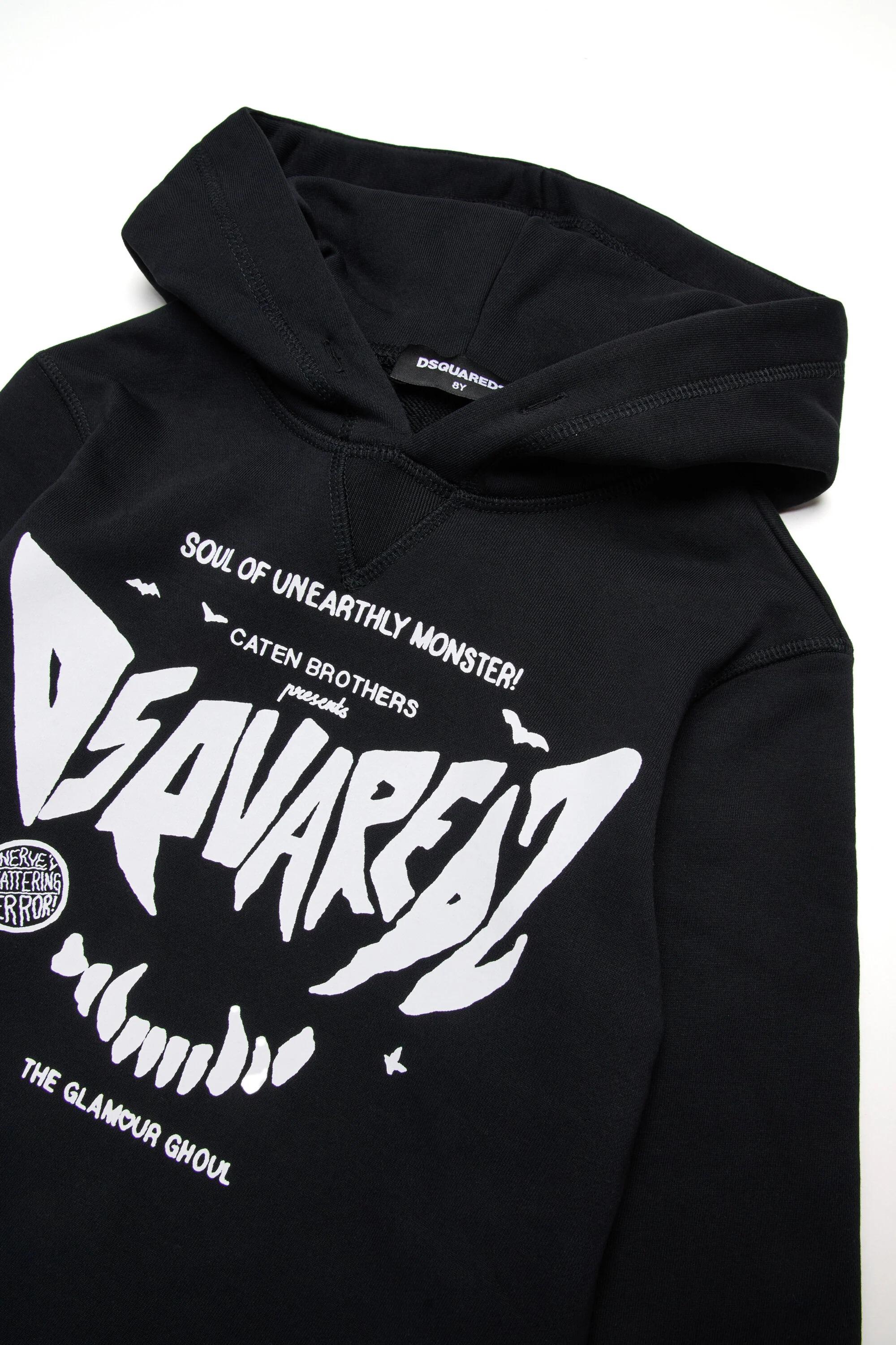 Felpa cappuccio relax DSQUARED2<BR/>Hooded sweatshirt with horror prin black DQ3004-D0094 DQ900 DSQUARED KID 