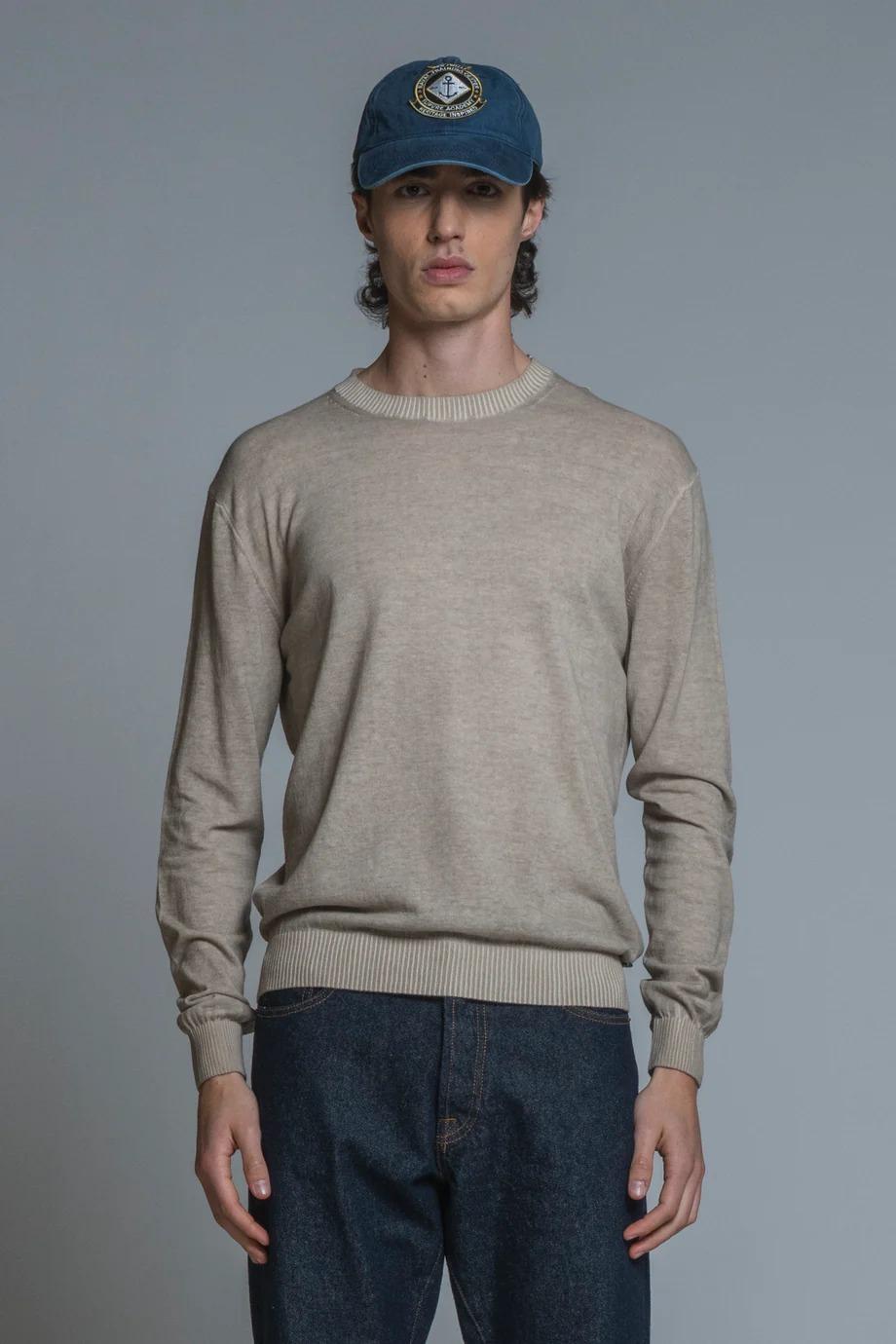 BUCK SWEATER IN COTTON COLD DYED TAUPE IM26SSMM-BUCK-CTN 222 IMPURE 