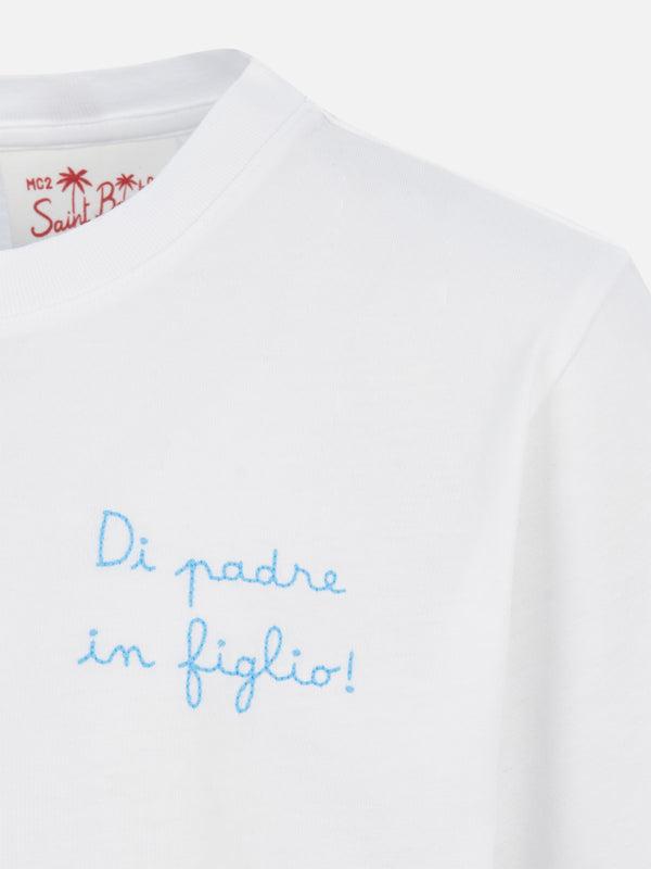 T-shirt in cotone con ricamo Di Padre in Figlio | SS LAZIO SPECIAL EDITION TSH0001 04831H MC2 SAINT BARTH 