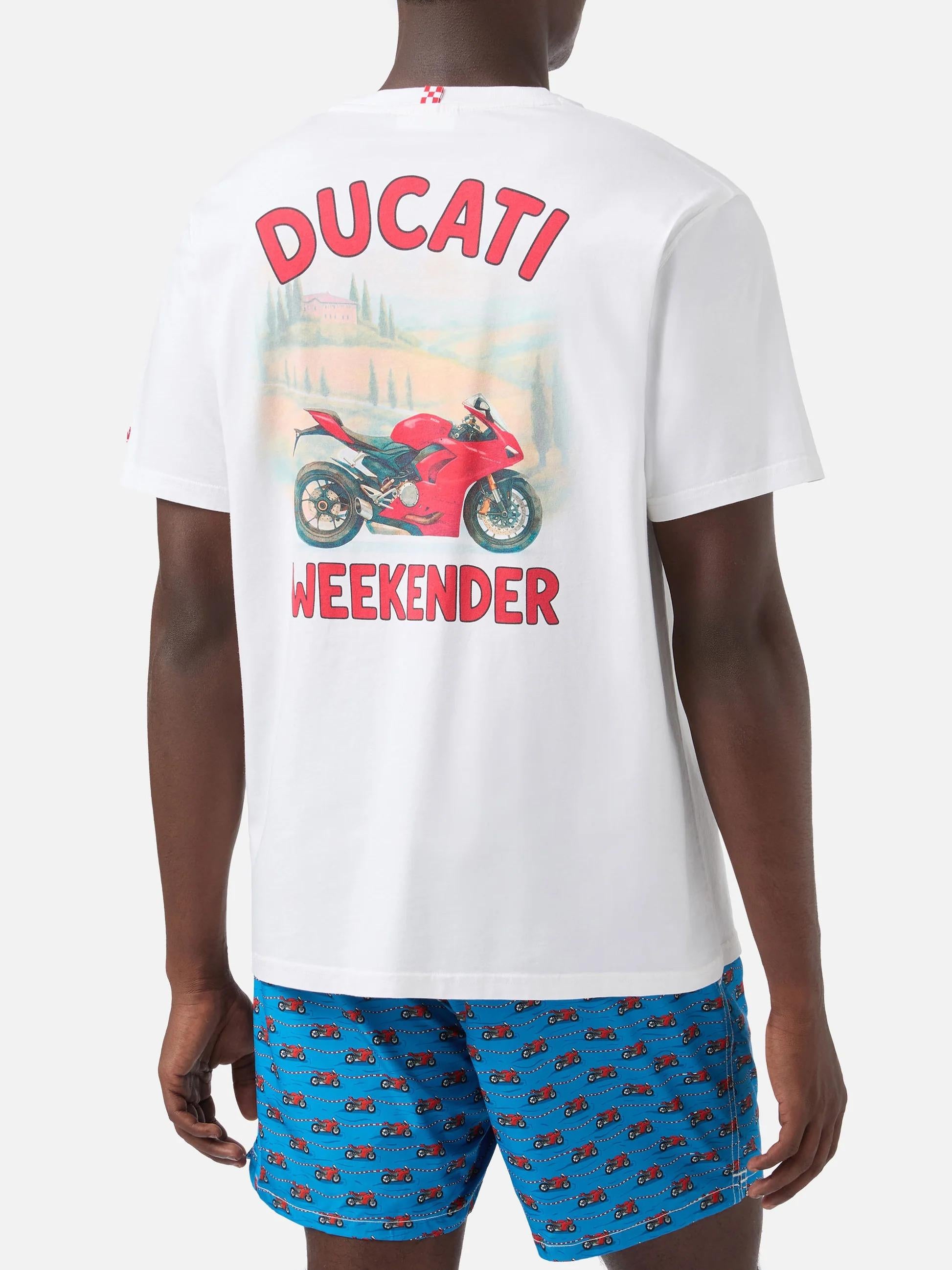 T-shirt Portland bianca con stampa Ducati Weekender | Special Edition PRL0002 04531L MC2 SAINT BARTH 