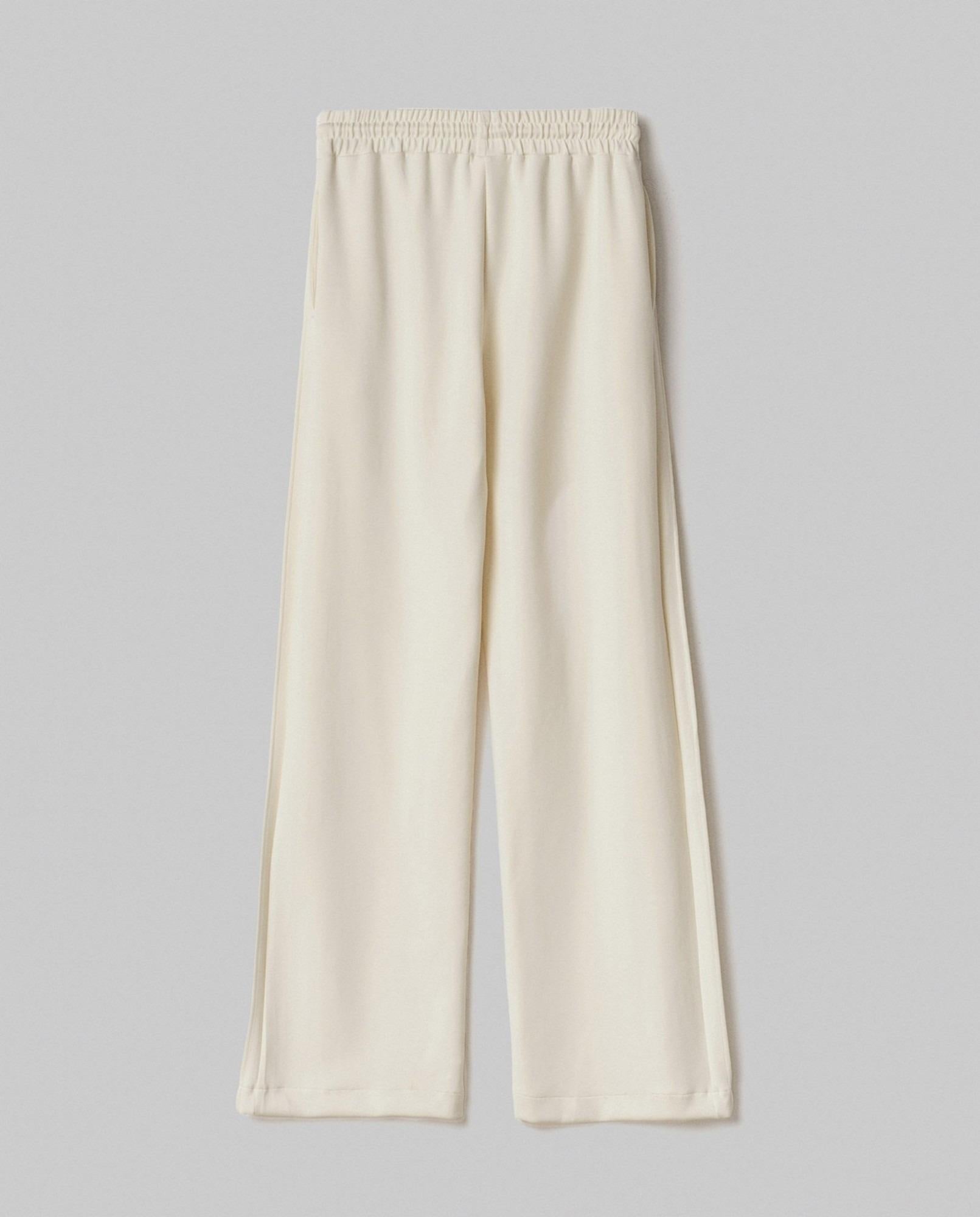 Pantalone Dritto In Viscosa Con Nervature Laterali  Bianco Burro HMABW01995-MTFI0001 BI04 HINNOMINATE 