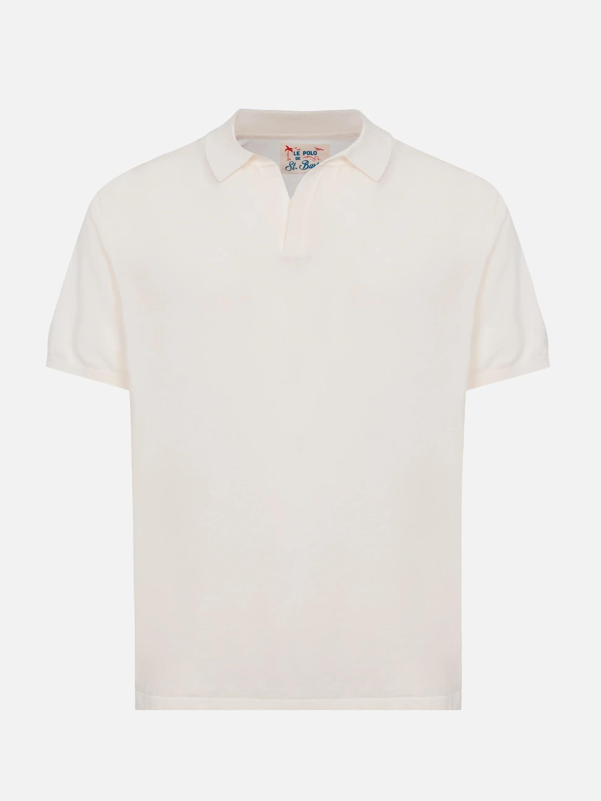 Polo Sloan senza bottoni in maglia bianca Mc2 Saint Barth SLO000900100L SLO0009 00100L MC2 SAINT BARTH 