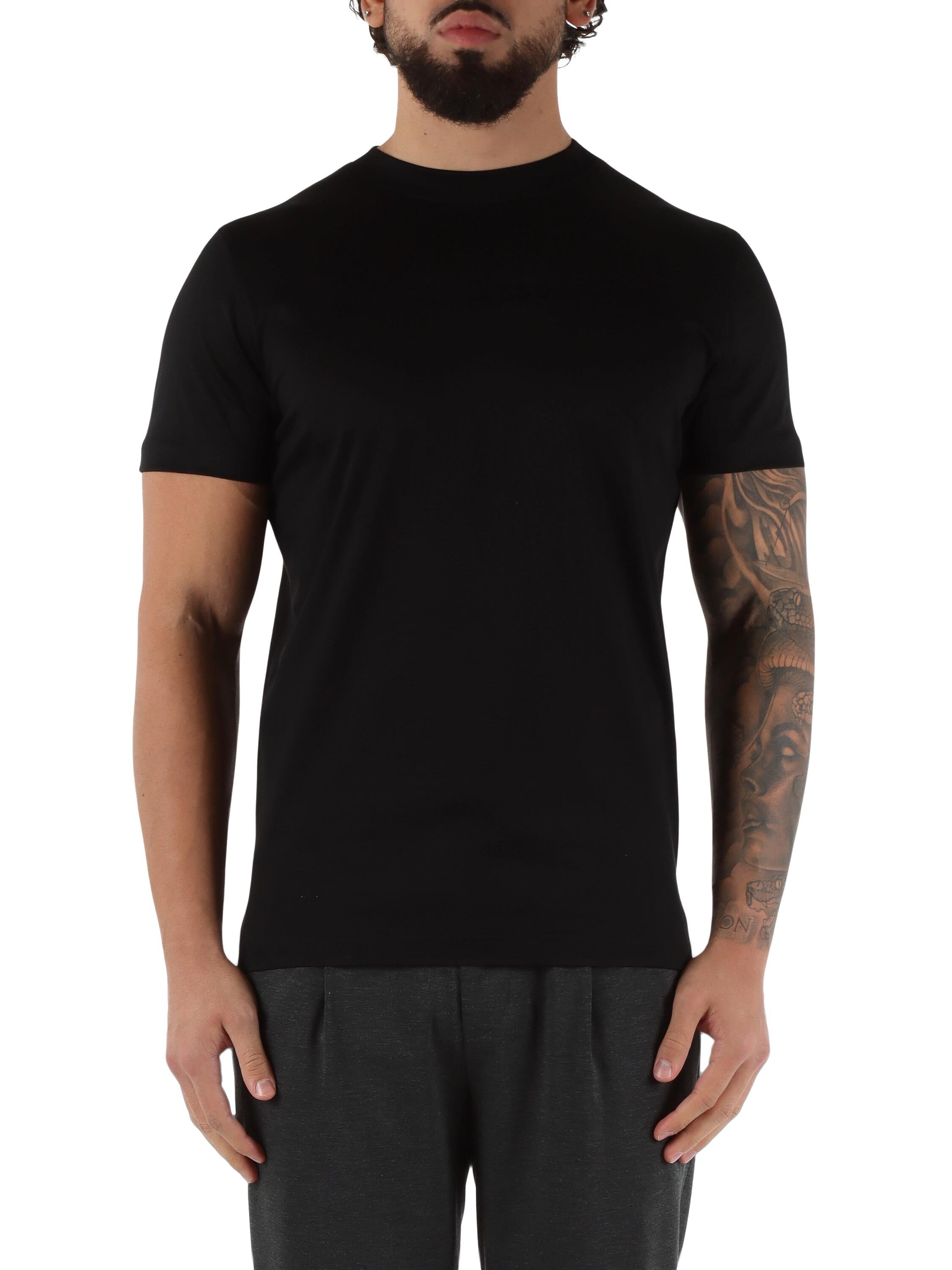 DANIELE ALESSANDRINI<BR/>T-shirt in cotone e modal con scritta logo NERA DA1FW26T013 101 DANIELE ALESSANDRINI 