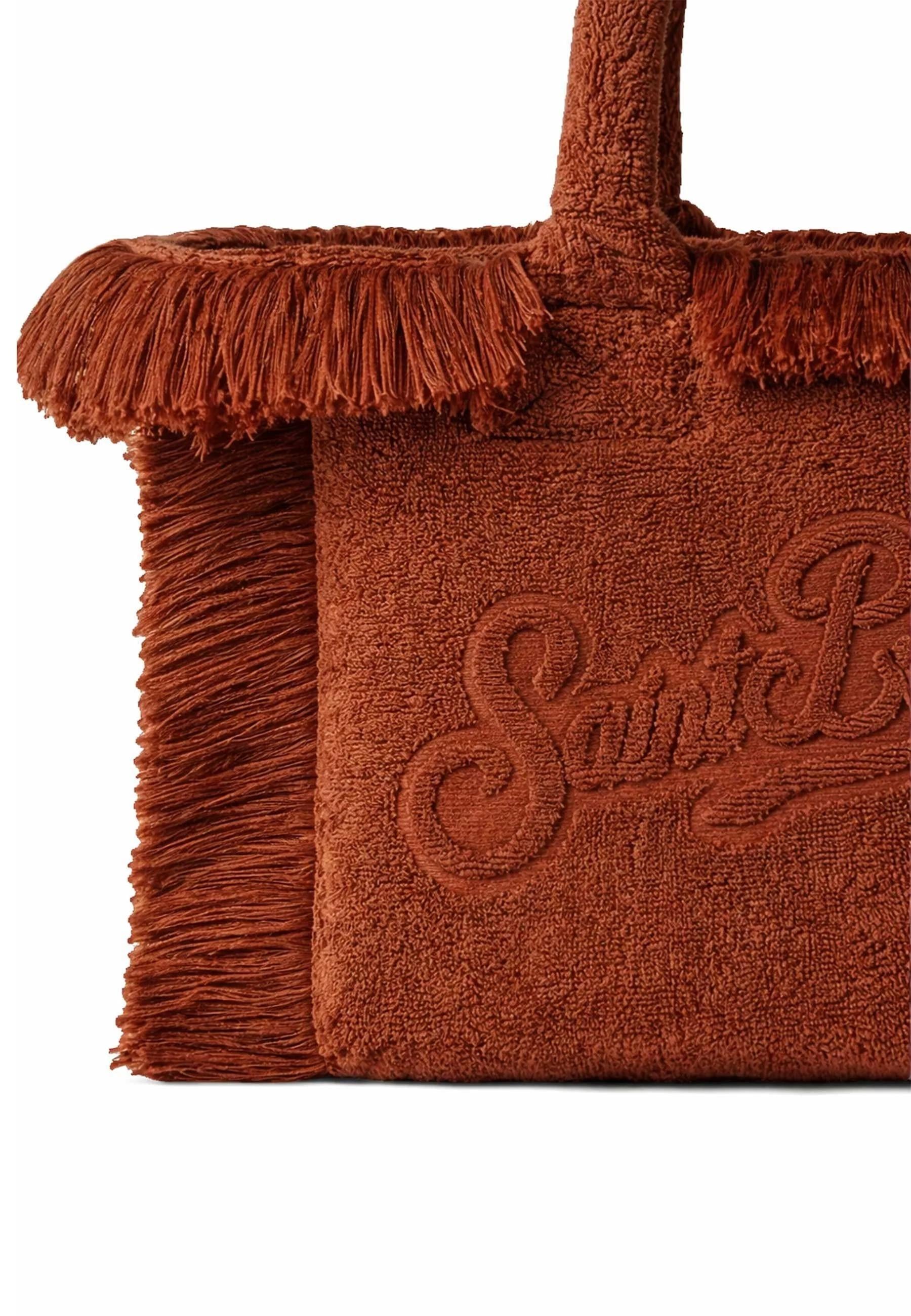 Borsa colette terry marrone con logo Saint Barth in jacquard COL0011 02550L MC2 SAINT BARTH 