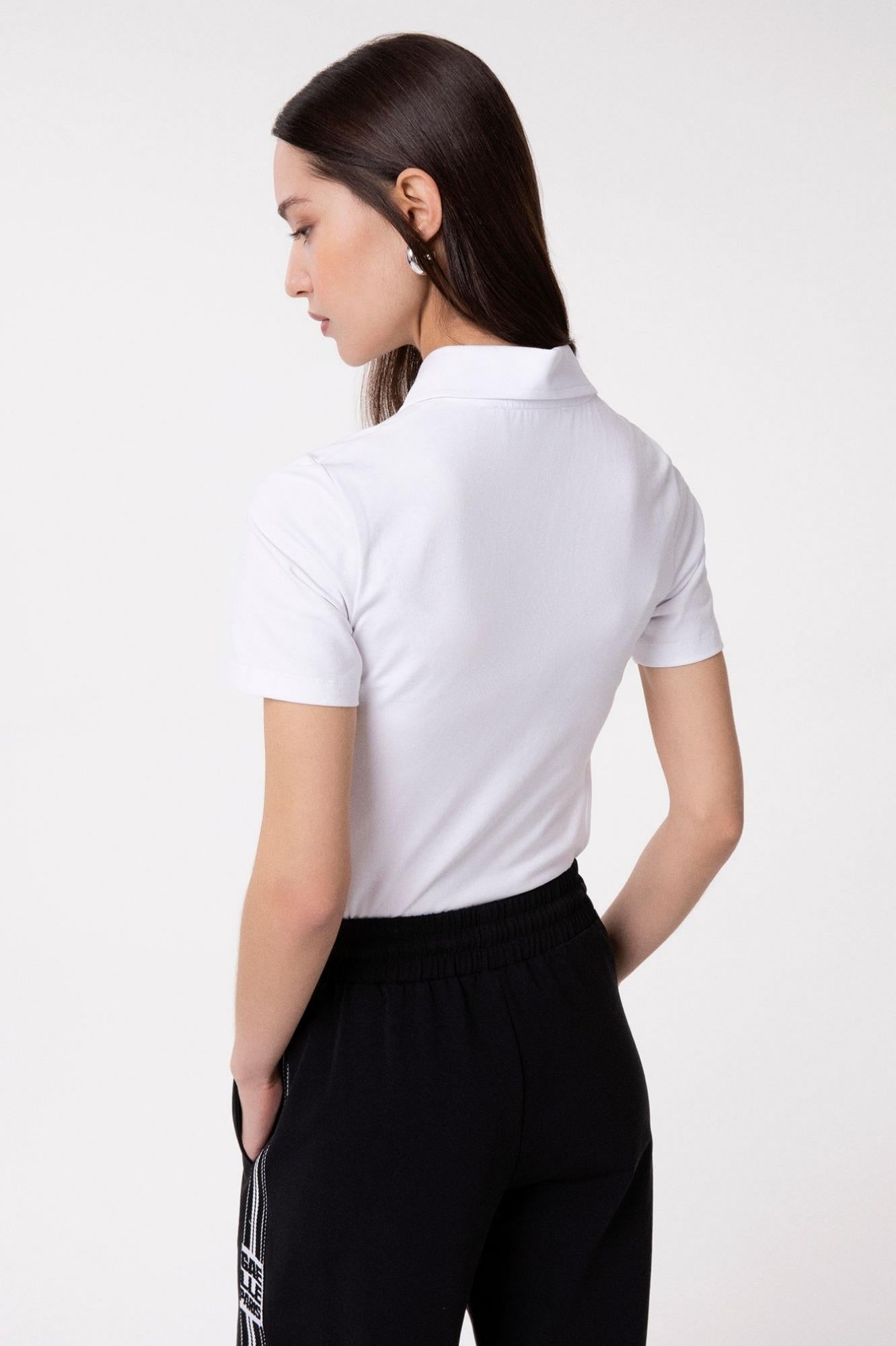 Body Mezza Manica Con Collo E Abbottonatura A Polo Con Aperture Sui Fianchi  Bianco - Gaëlle Paris GAABW09318-PTTS0059 BI01 GAELLE 