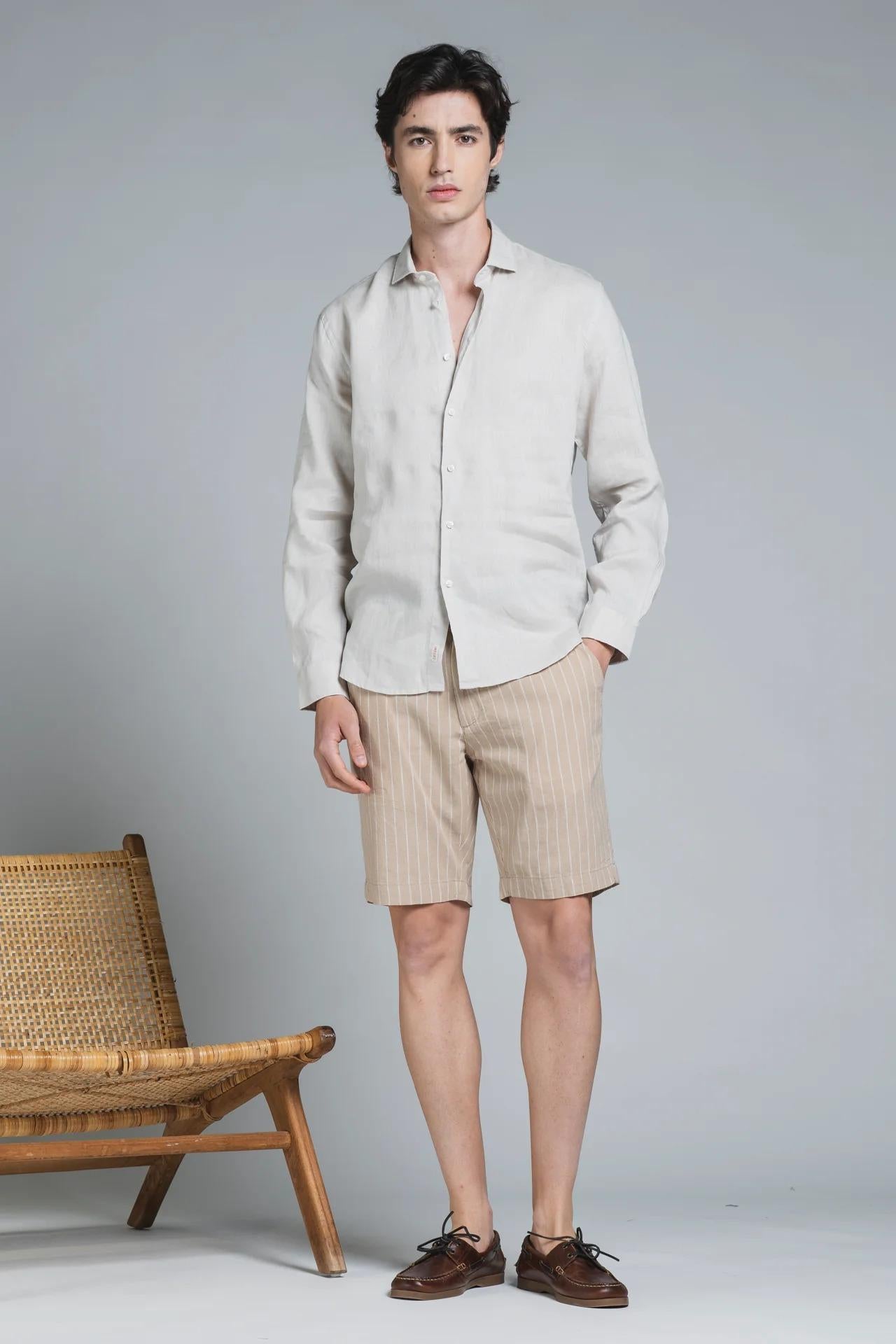 RILEY SHIRT COLLAR FRENCH IN 100% LINEN ECRU' IM26SSSM-RILEY-LIN C56 IMPURE 