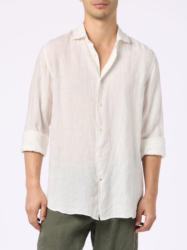 Camicia Da Uomo In Lino Bianco Pamplona PAMP001 0896H MC2 SAINT BARTH 