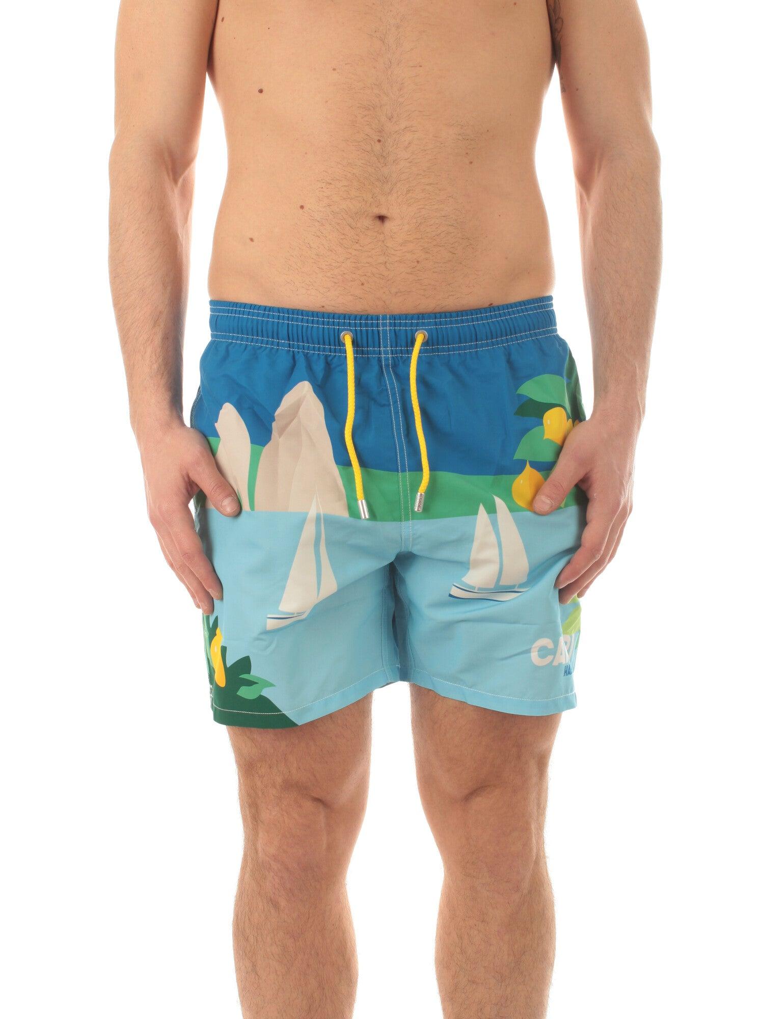 Costume mare lunghezza media Gustavia con stampa cartolina Capri GUS0009 02655H MC2 SAINT BARTH 