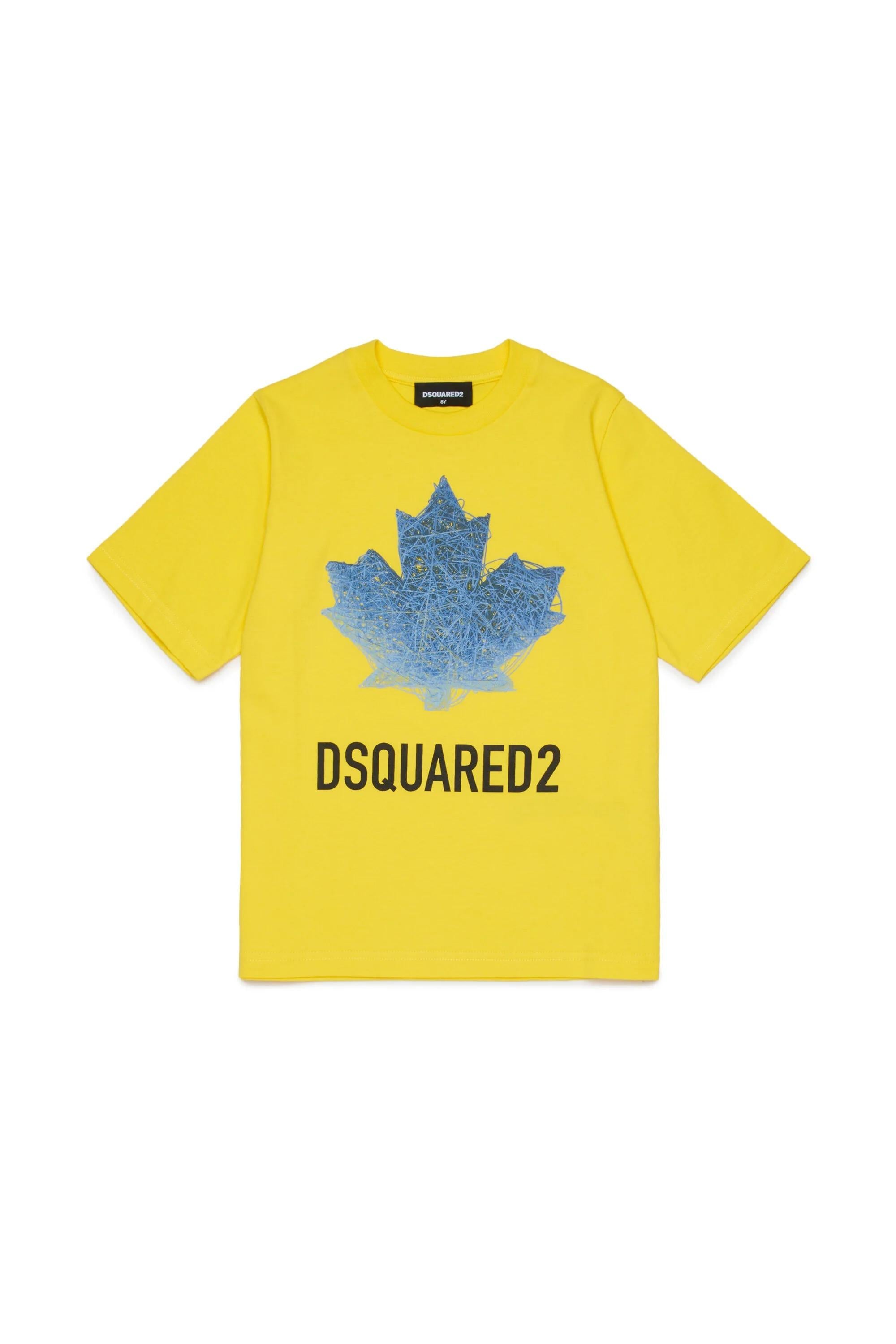 DSQUARED2<BR/>Maglietta con logo gialla DQ3176-D00XM DQ220 DSQUARED KID 