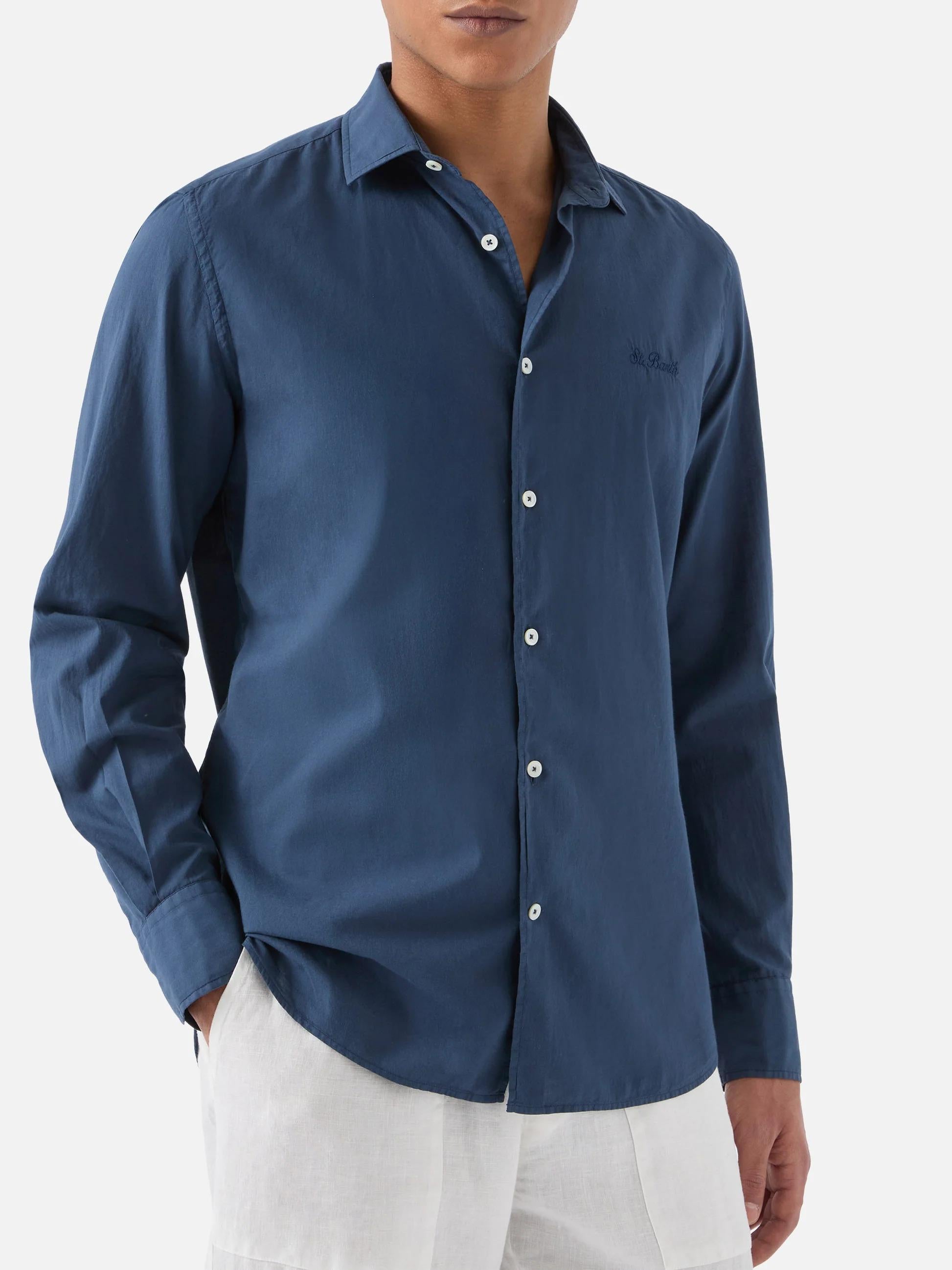 Camicia Chemise in cotone blu navy tinta unita LCM0001 00097L MC2 SAINT BARTH 