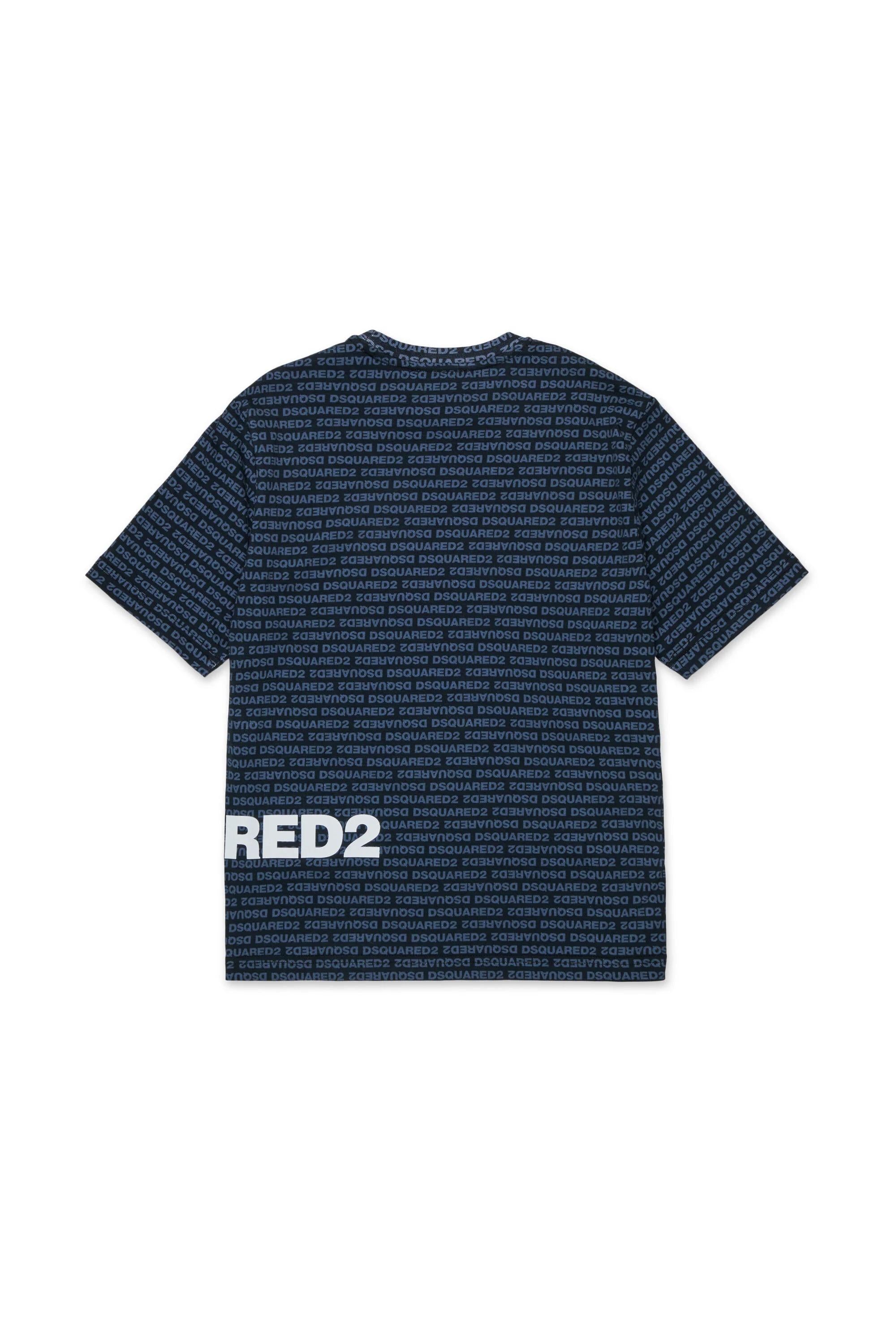 DSQUARED2<BR/>T-shirt con logo allover nera DQ3303-D0AH8 DQ900 DSQUARED KID 