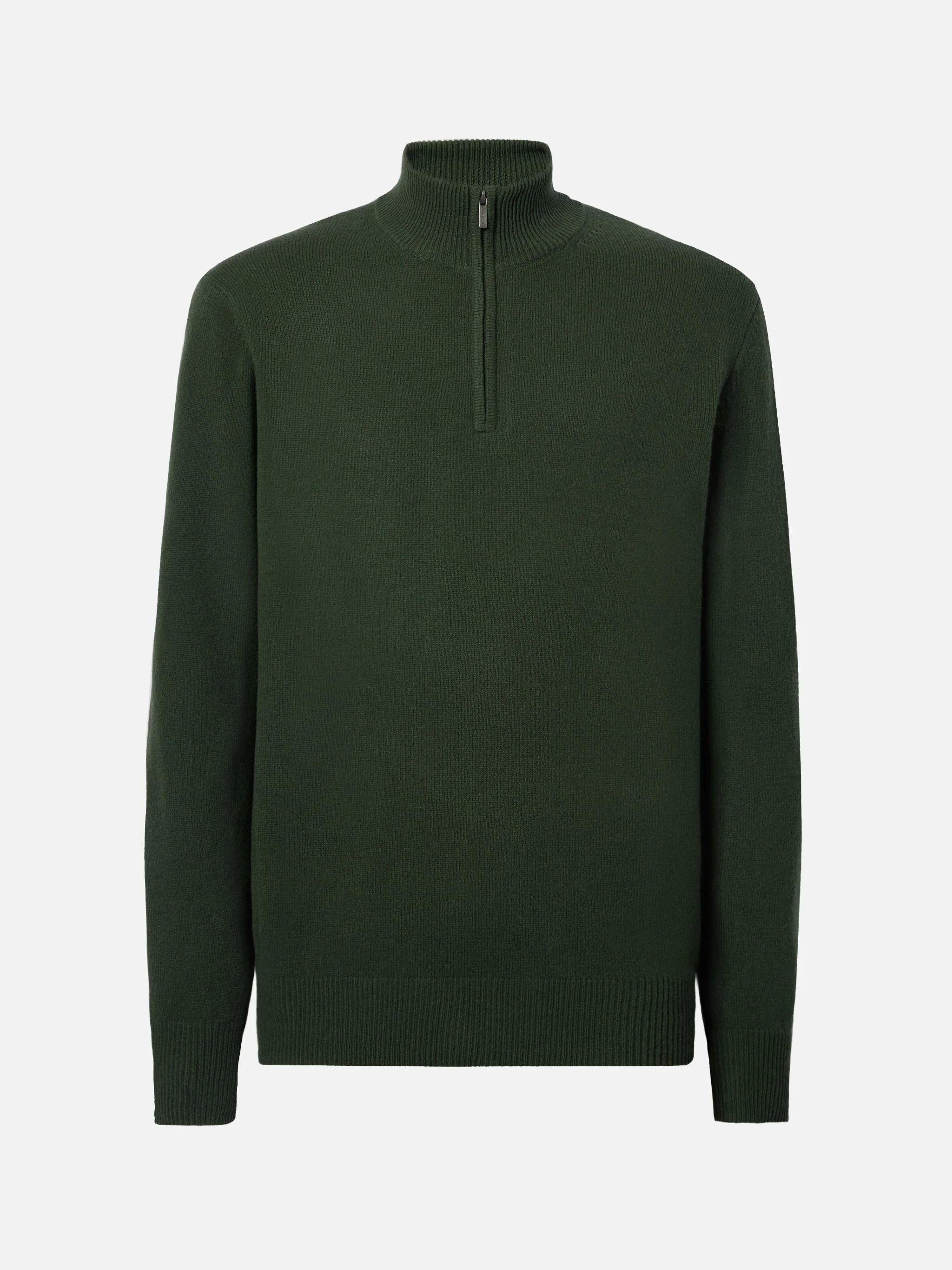 Pullover a mezza zip Jermyn in 100% lambswool british green JERM002 000263I MC2 SAINT BARTH 