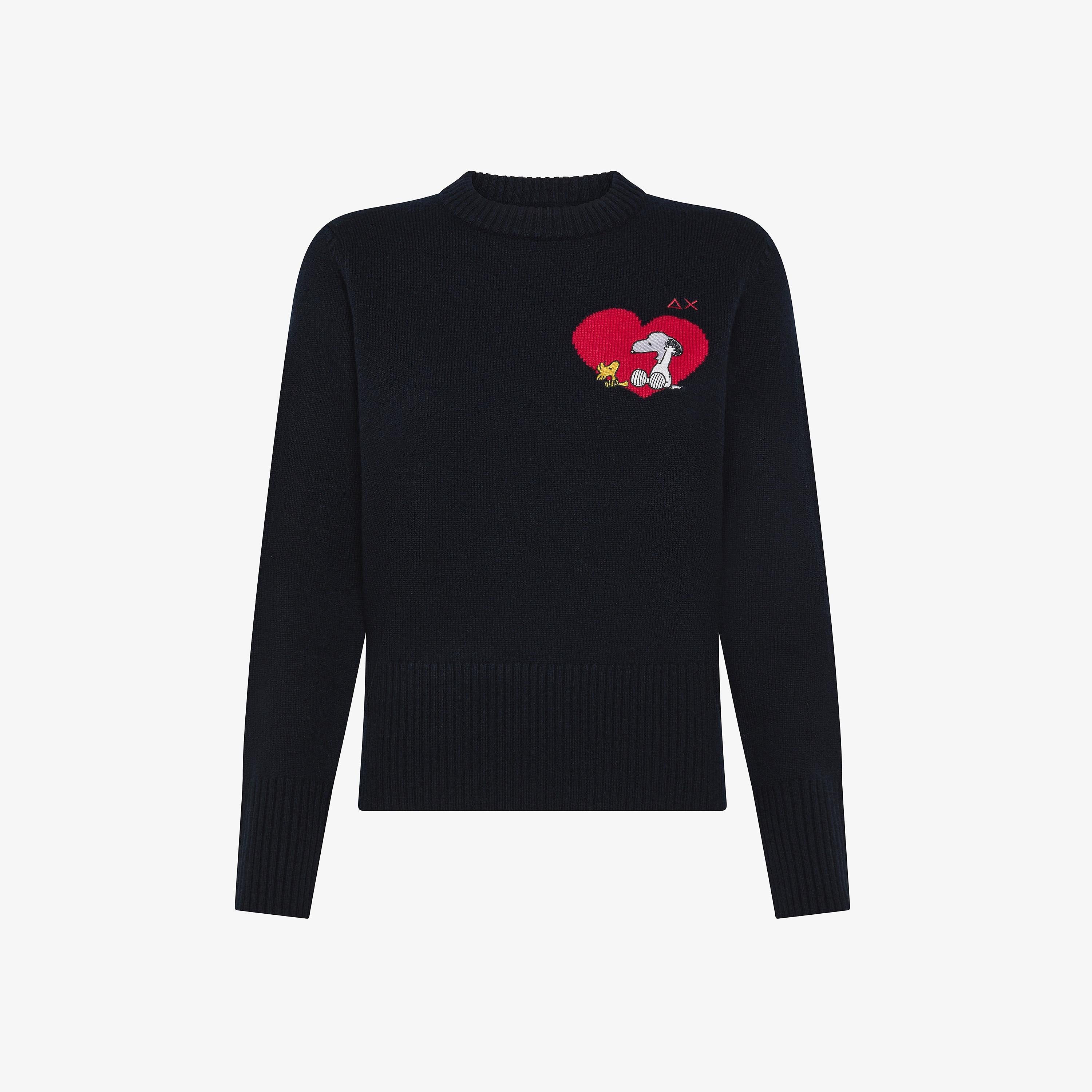 Maglia Peanuts in lana e cashmere con cuore nero K45280 11 SUN 68 