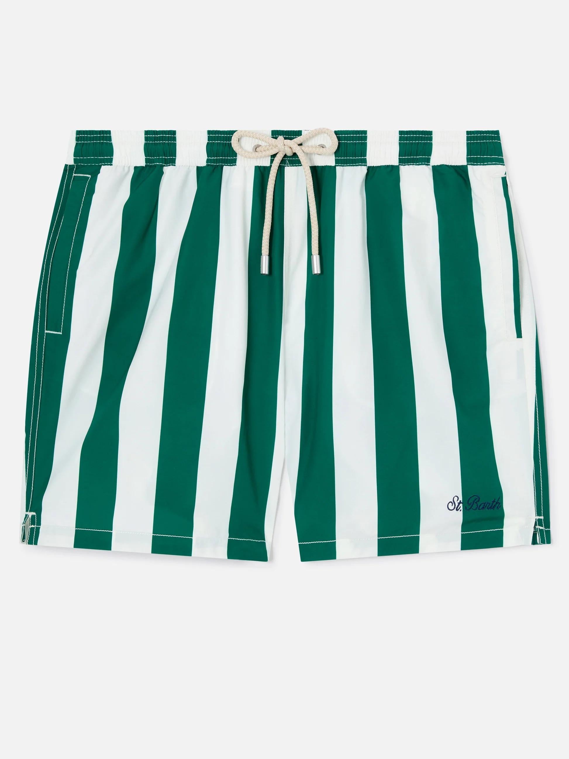 Costume mare Syros a righe bianche e verde inglese SYR000104065L SYR0001 04065L MC2 SAINT BARTH 