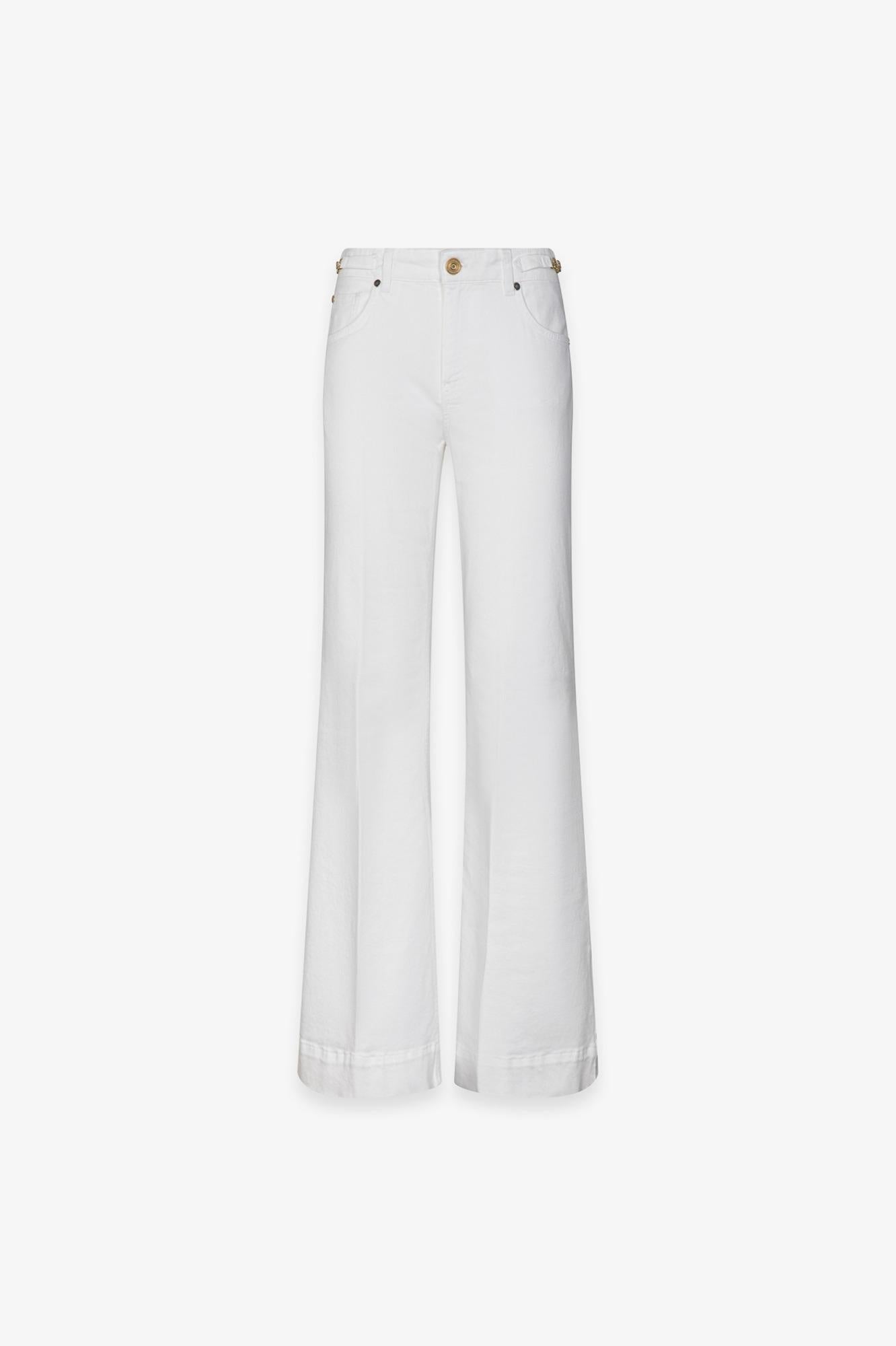 Pantalone In Denim Flare - Gaëlle Paris bianco GAABW09503-FLOWER-MTFI0002 BI02 GAELLE 