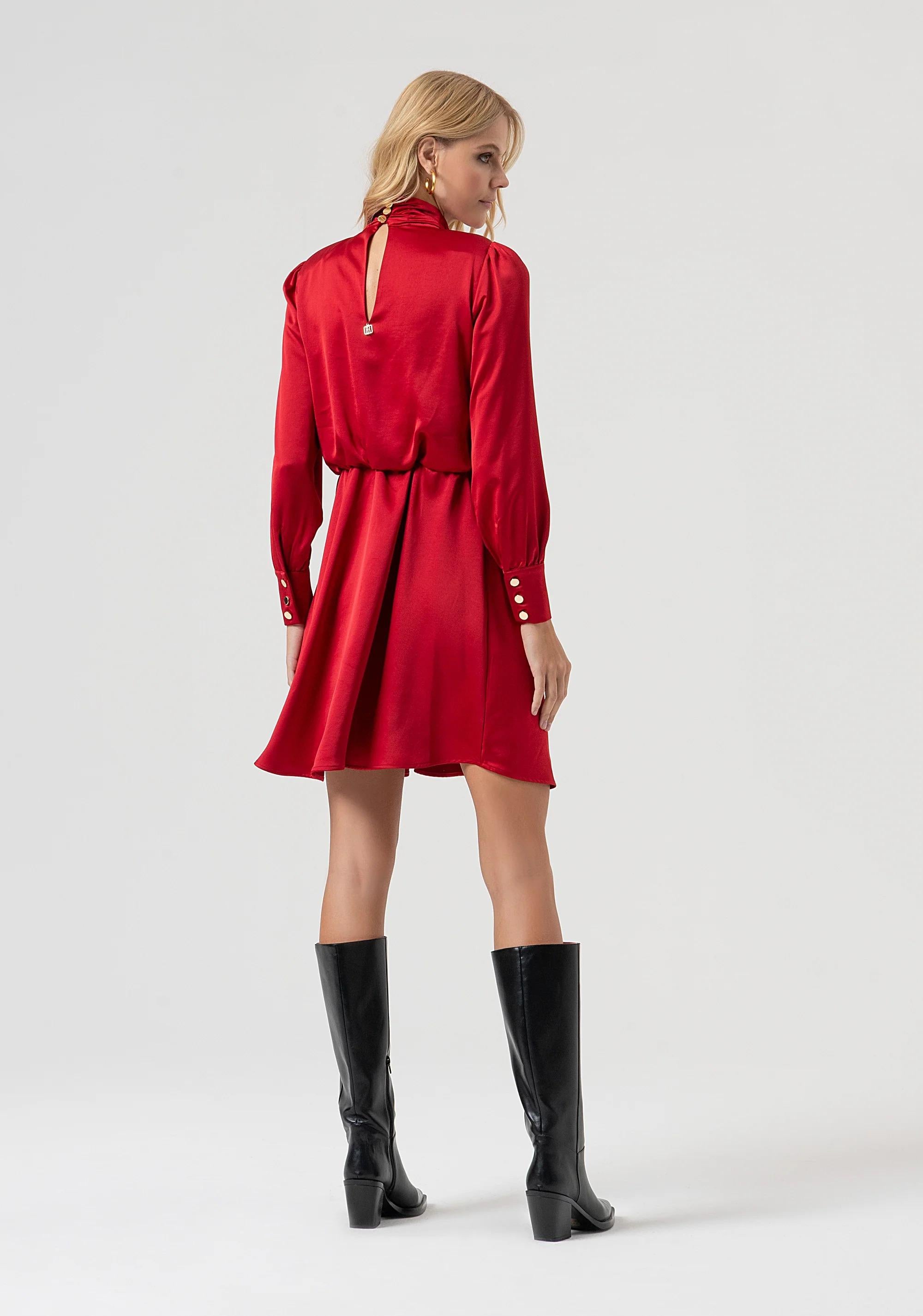 Fracomina Abito regular in raso redwine FR25WD1018W4101 T51 FRACOMINA 