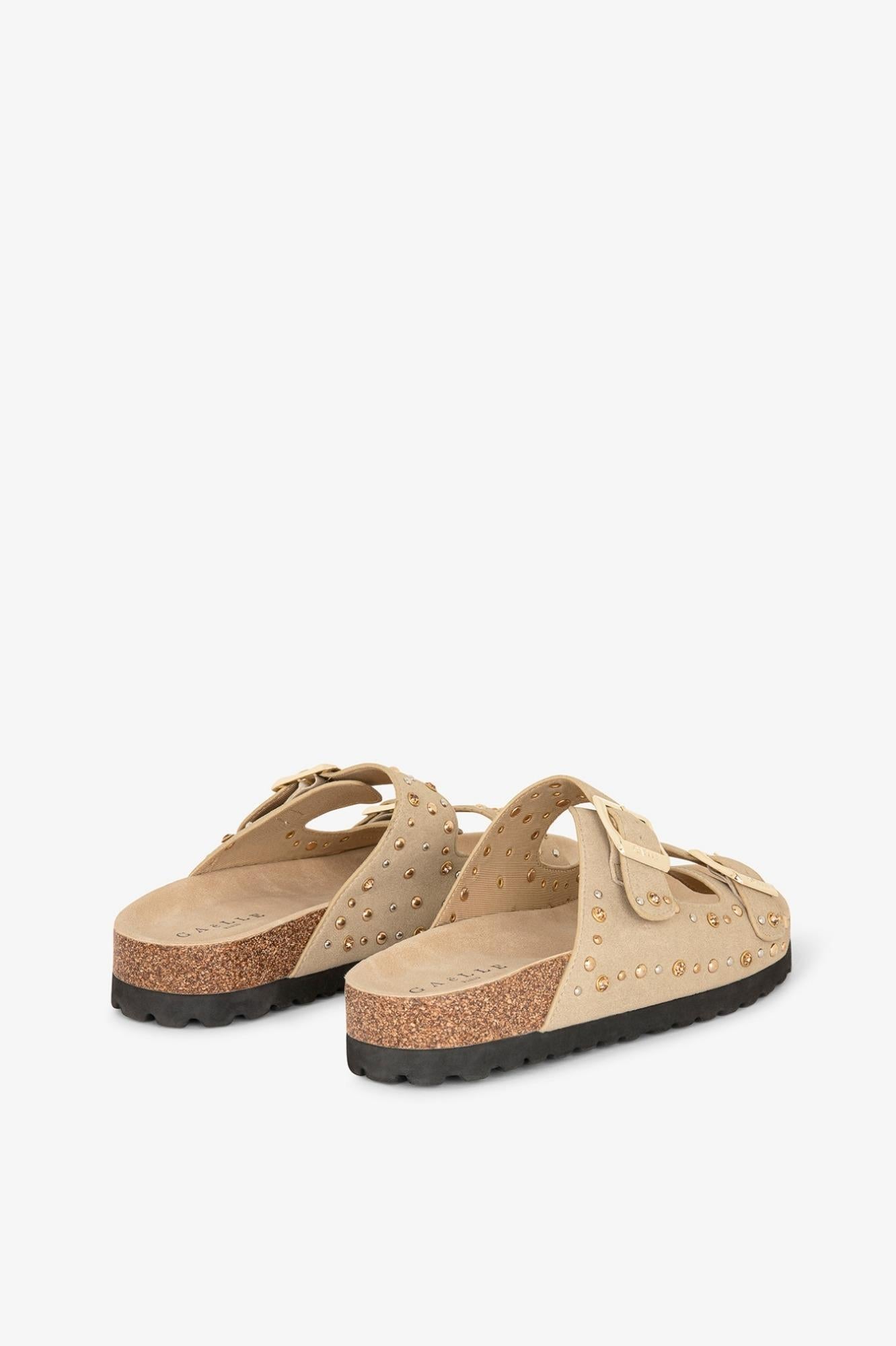 Sandalo In Suede Con Doppia Fibbia E Borchie  Safari - Gaëlle Paris GACAW01719-MTFI0007 BE33 GAELLE 