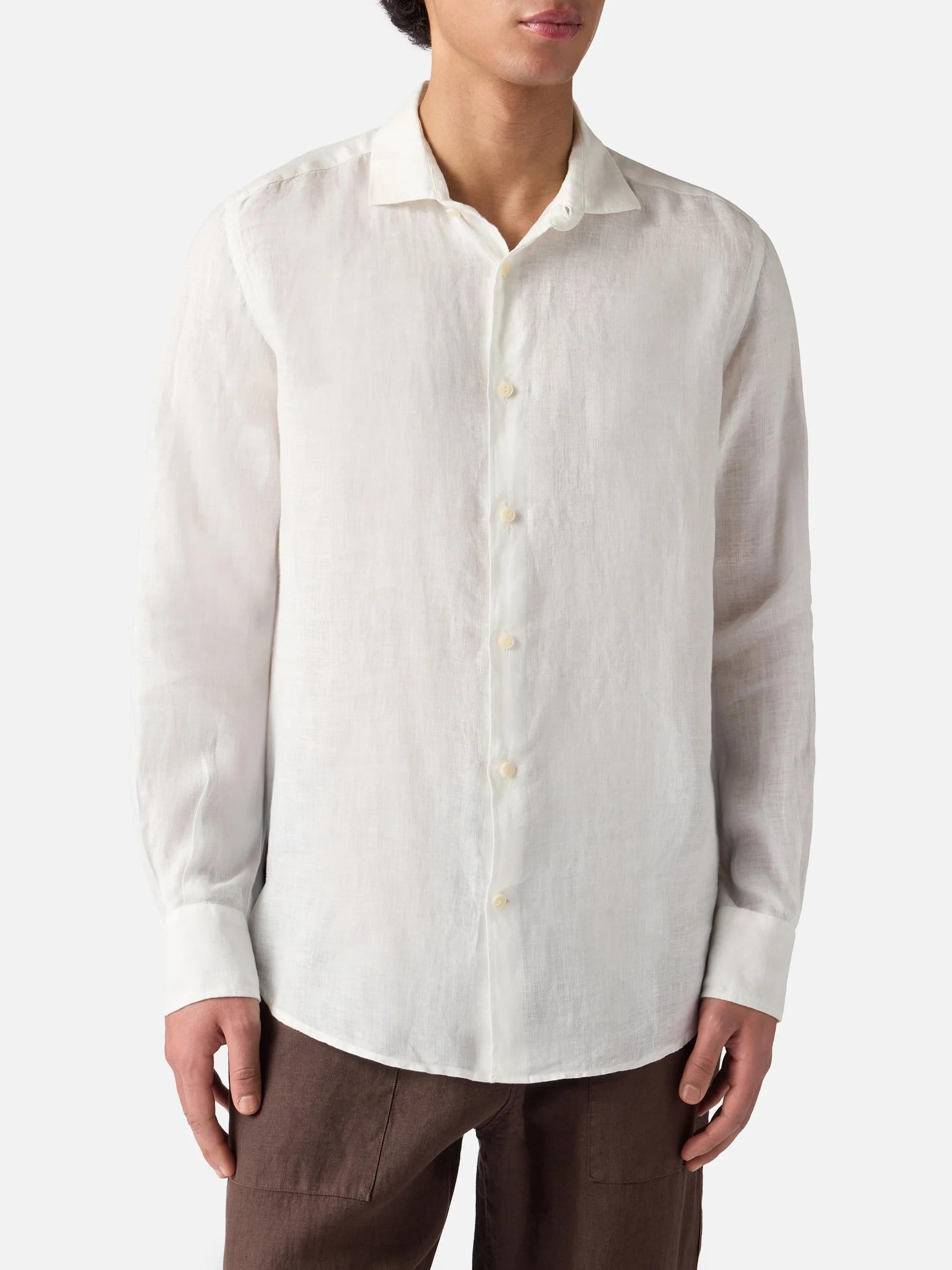 Camicia Pamplona in lino bianco PAMP001 01457L MC2 SAINT BARTH 