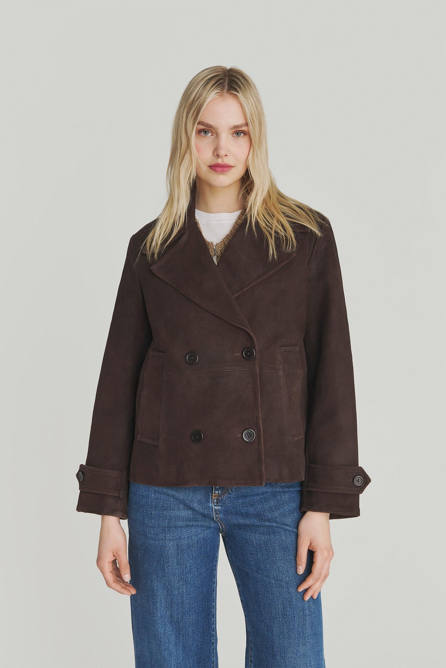 PEACOAT MAX IN SUEDE MARRONE RND398CQ12XXXX COFFEE ROY ROGER'S 