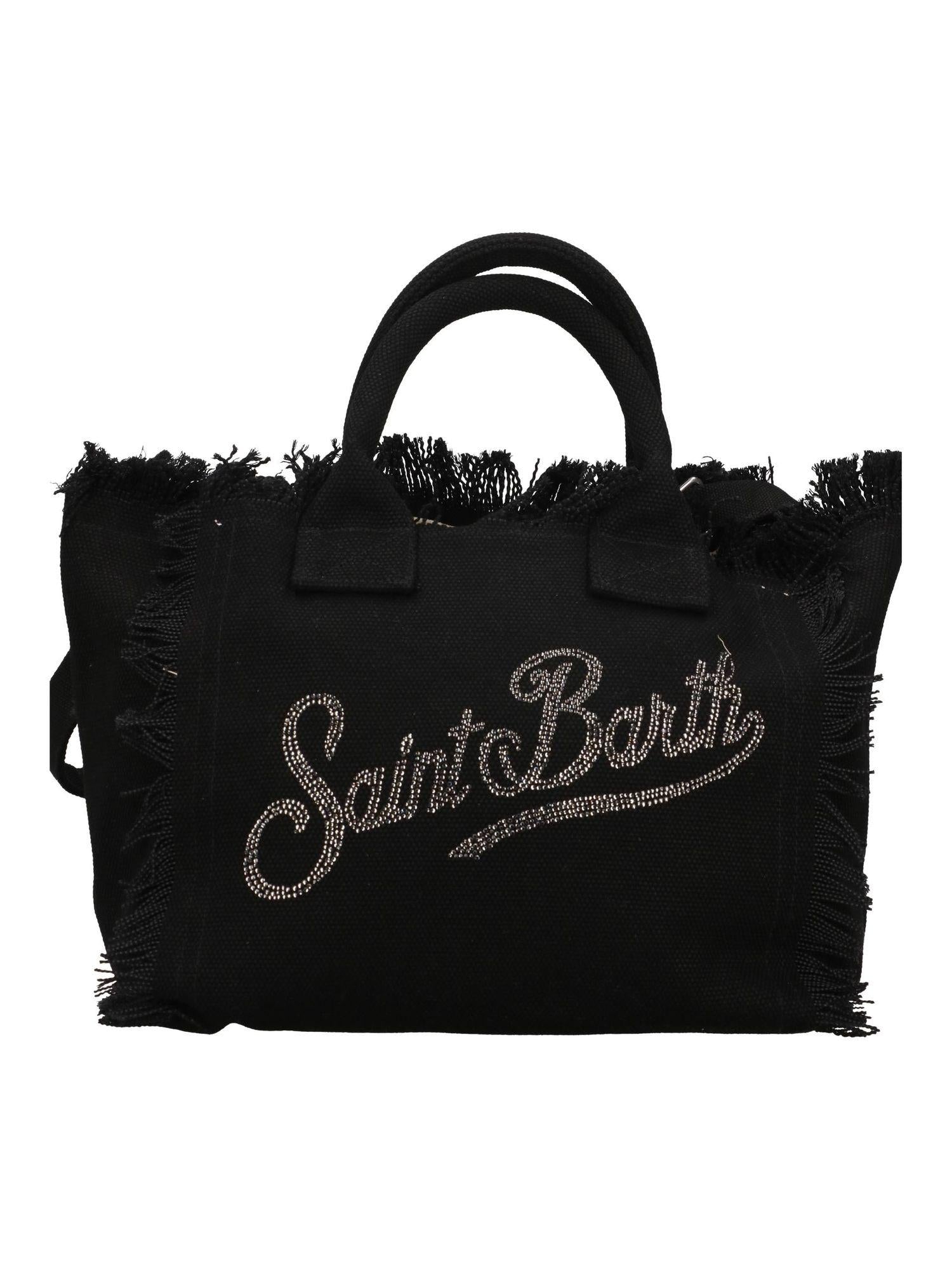 Borsa Colette in canvas nera con logo in strass COL0001 02563L MC2 SAINT BARTH 