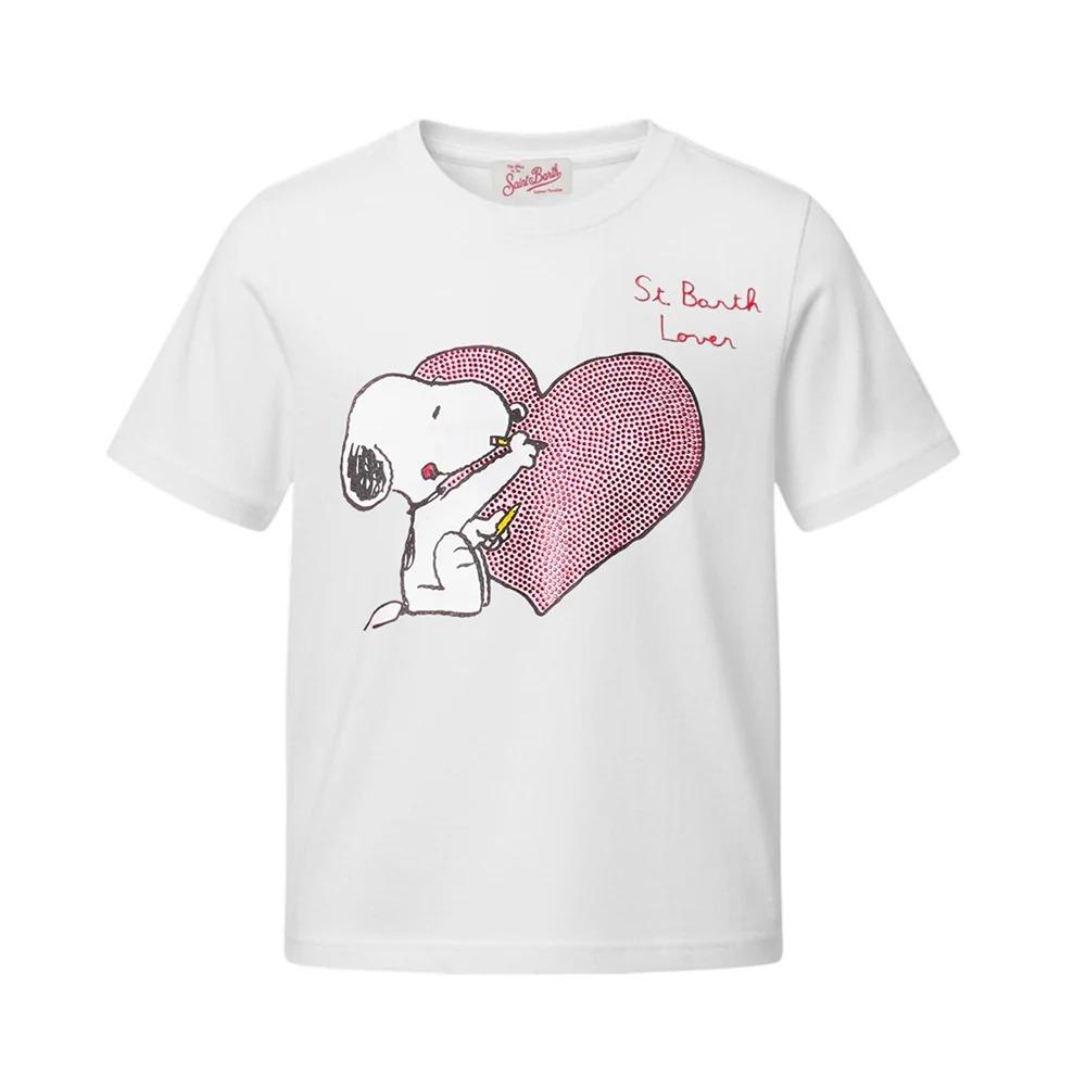 Mc2 Saint Barth T-shirt Bianca Elly Con Snoopy E Strass ELLI001/02121L Per Bambina ELLY001 02121L MC2 SAINT BARTH 