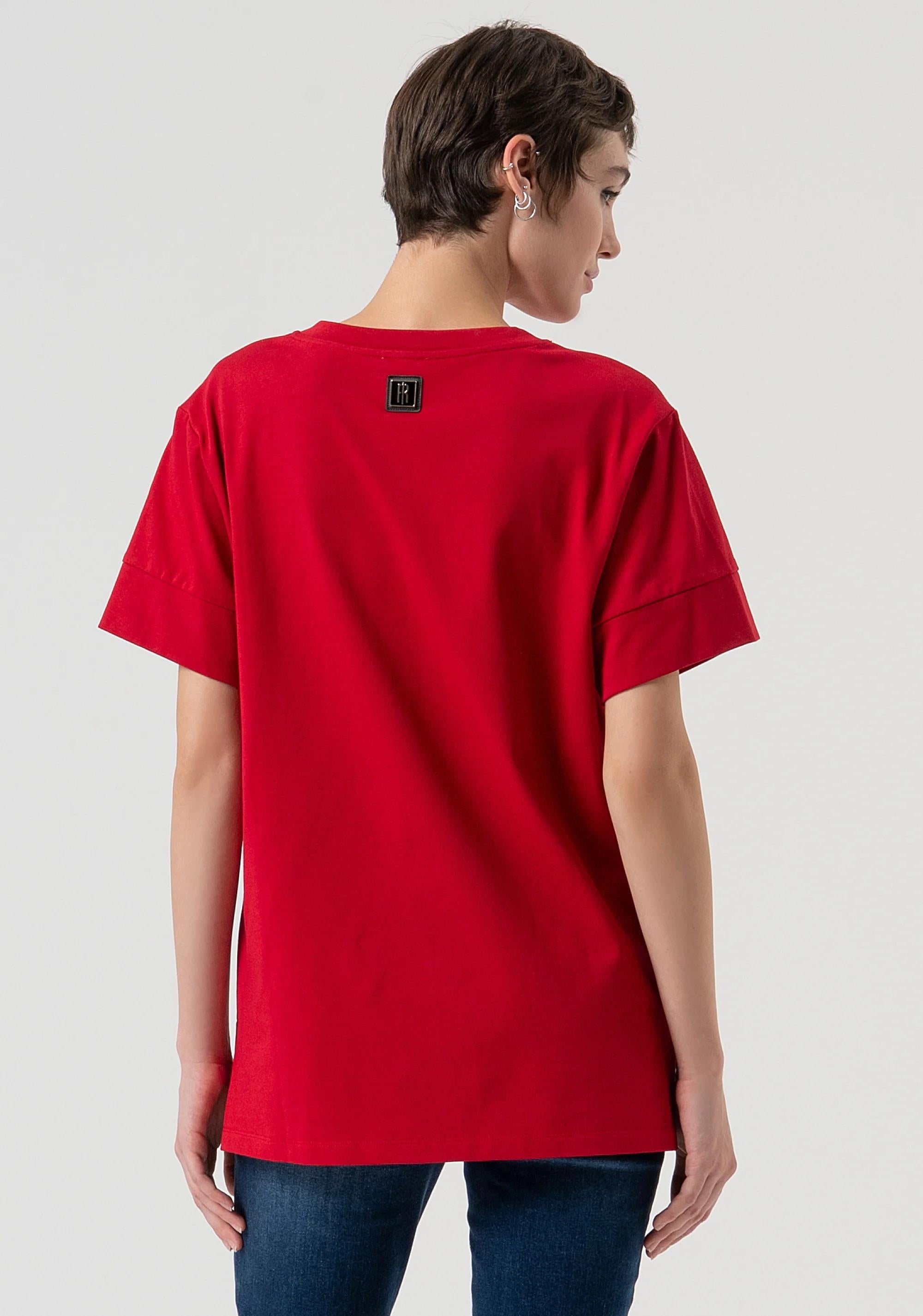 Fracomina T-shirt loose fit in cotone redwine FP25WT3057J40101 T51 FRACOMINA 