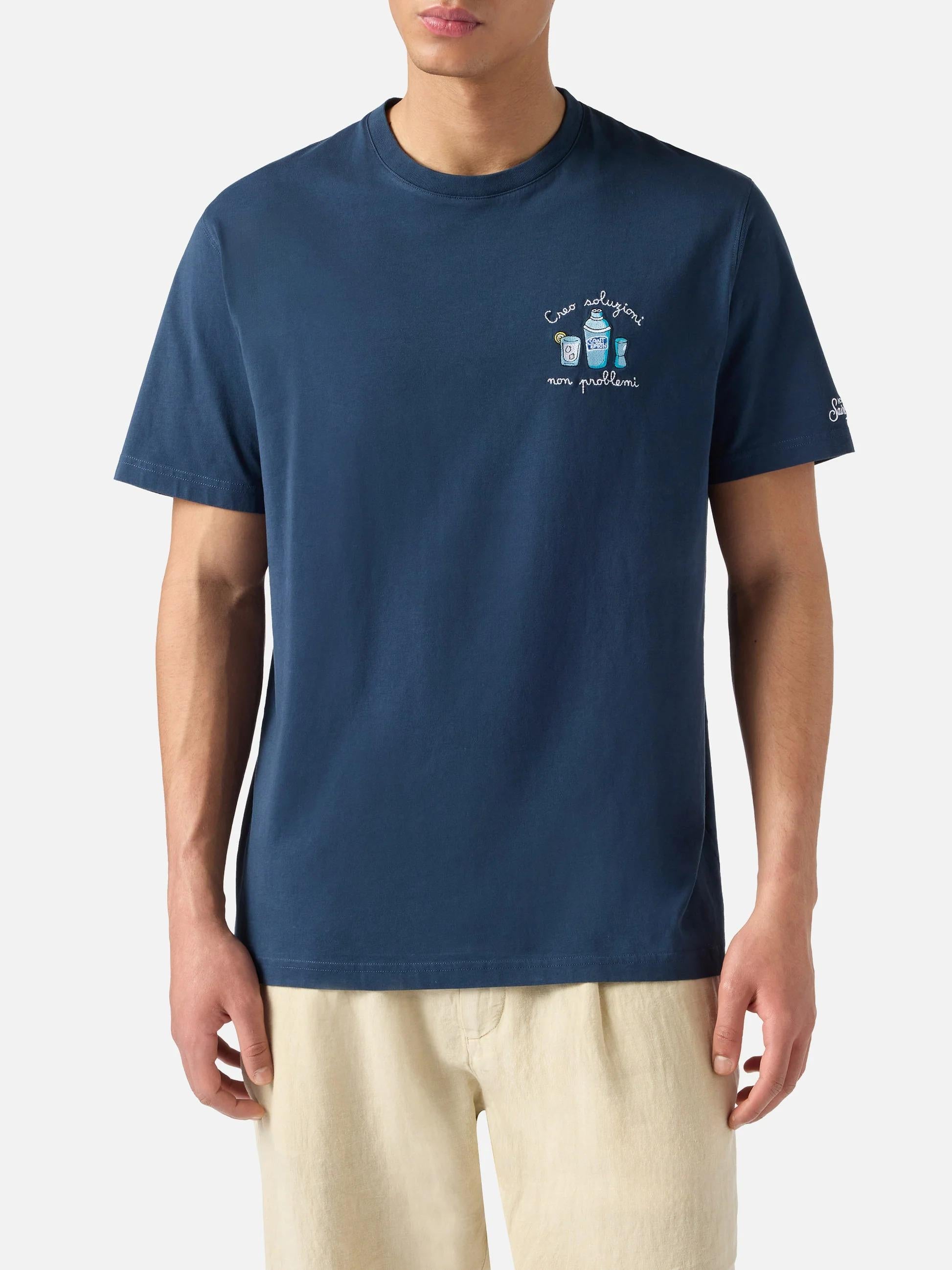 T-shirt Portofino blu con ricamo Creo Soluzioni Non Problemi POT0001 04333L MC2 SAINT BARTH 