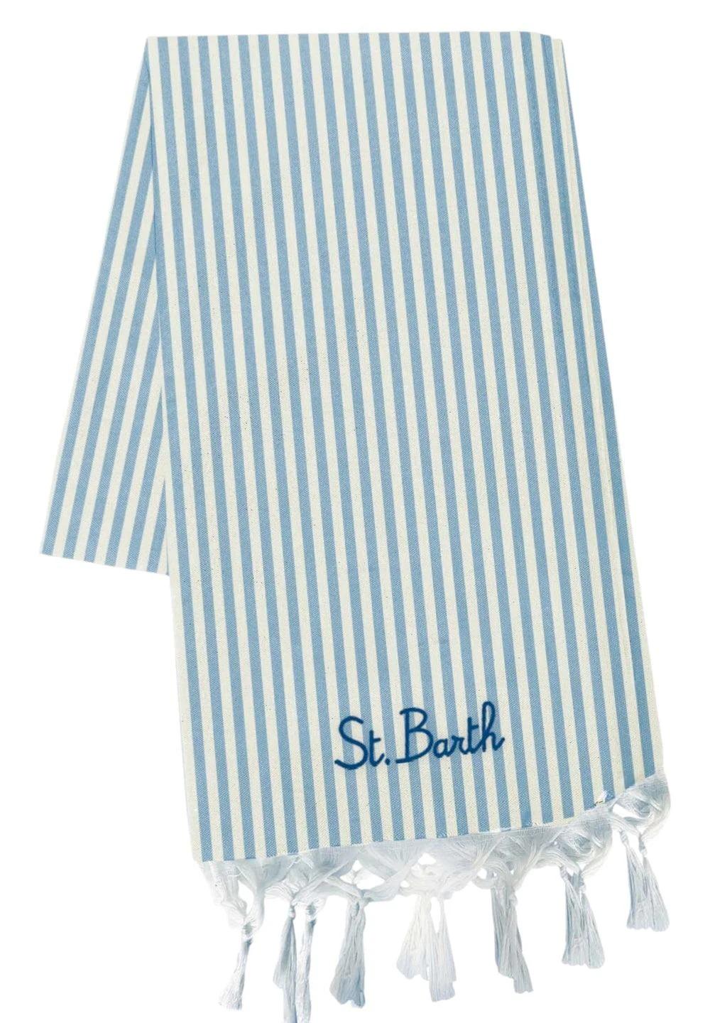 MC2 SAINT BARTH<BR/>Telo mare in cotone Fouta con stampa a righe azzurre-FOUL00200659L FOUL002 00659L MC2 SAINT BARTH 