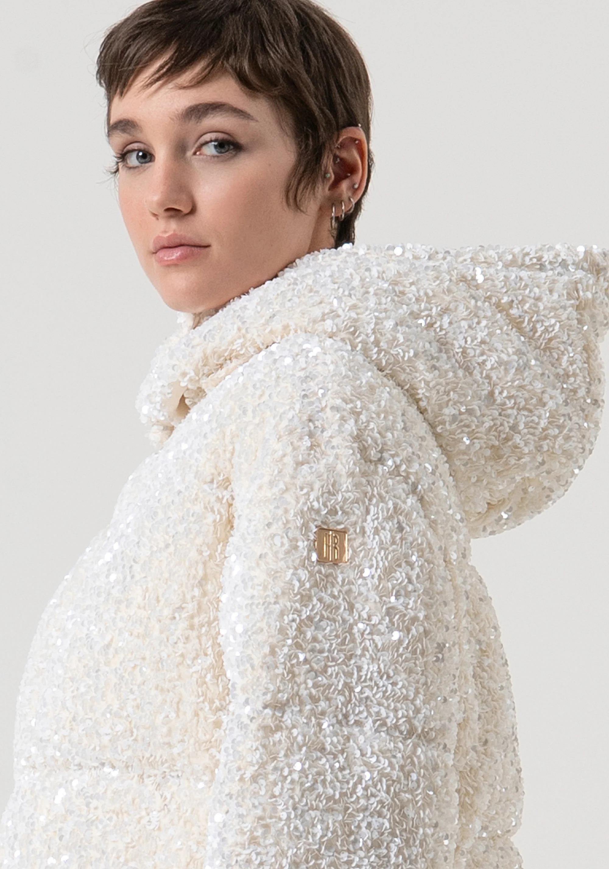 Fracomina Giacca regular imbottita in tessuto con paillettes vanilla FP25WC3009O429N6 508 FRACOMINA 