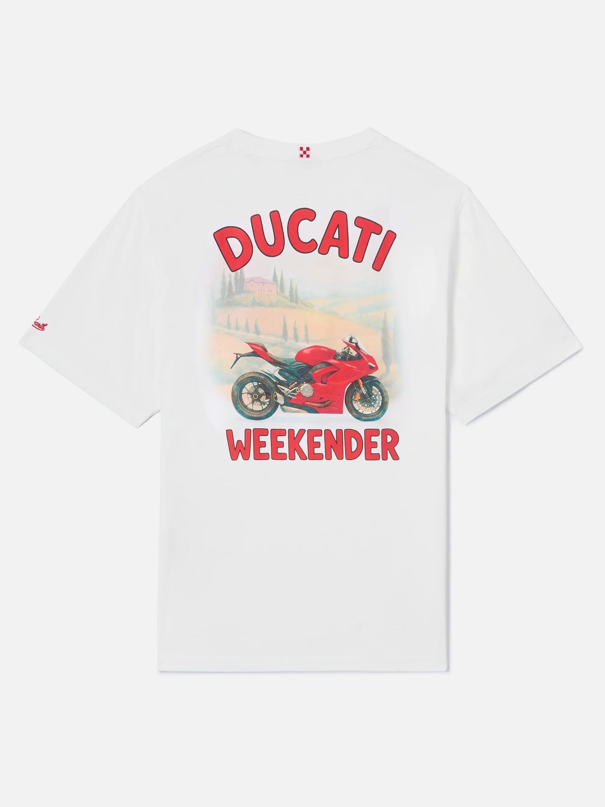 T-shirt Portland bianca con stampa Ducati Weekender | Special Edition PRL0002 04531L MC2 SAINT BARTH 