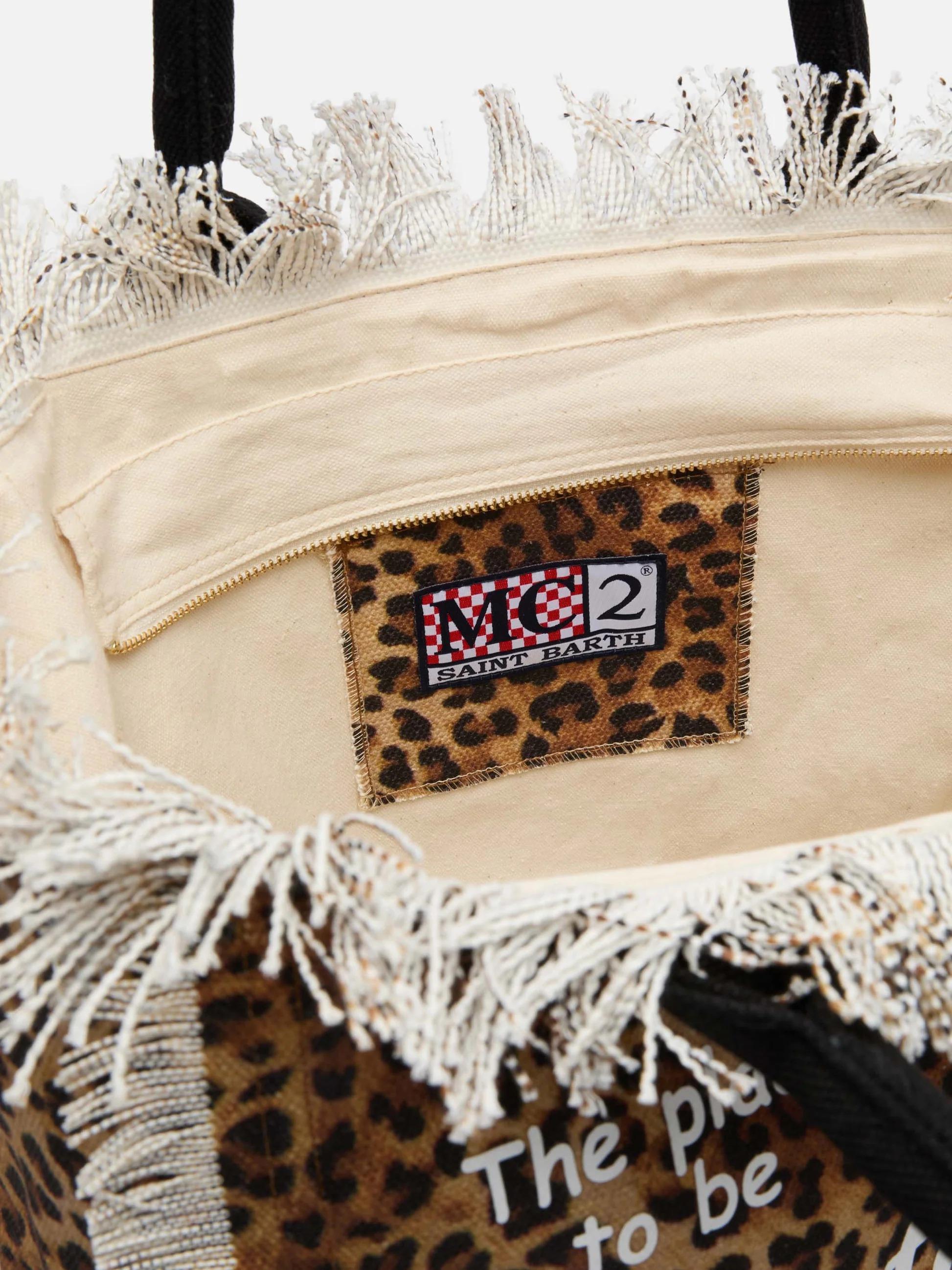 Borsa a spalla Vanity in canvas di cotone con stampa leopardata VANI001 00427L MC2 SAINT BARTH 