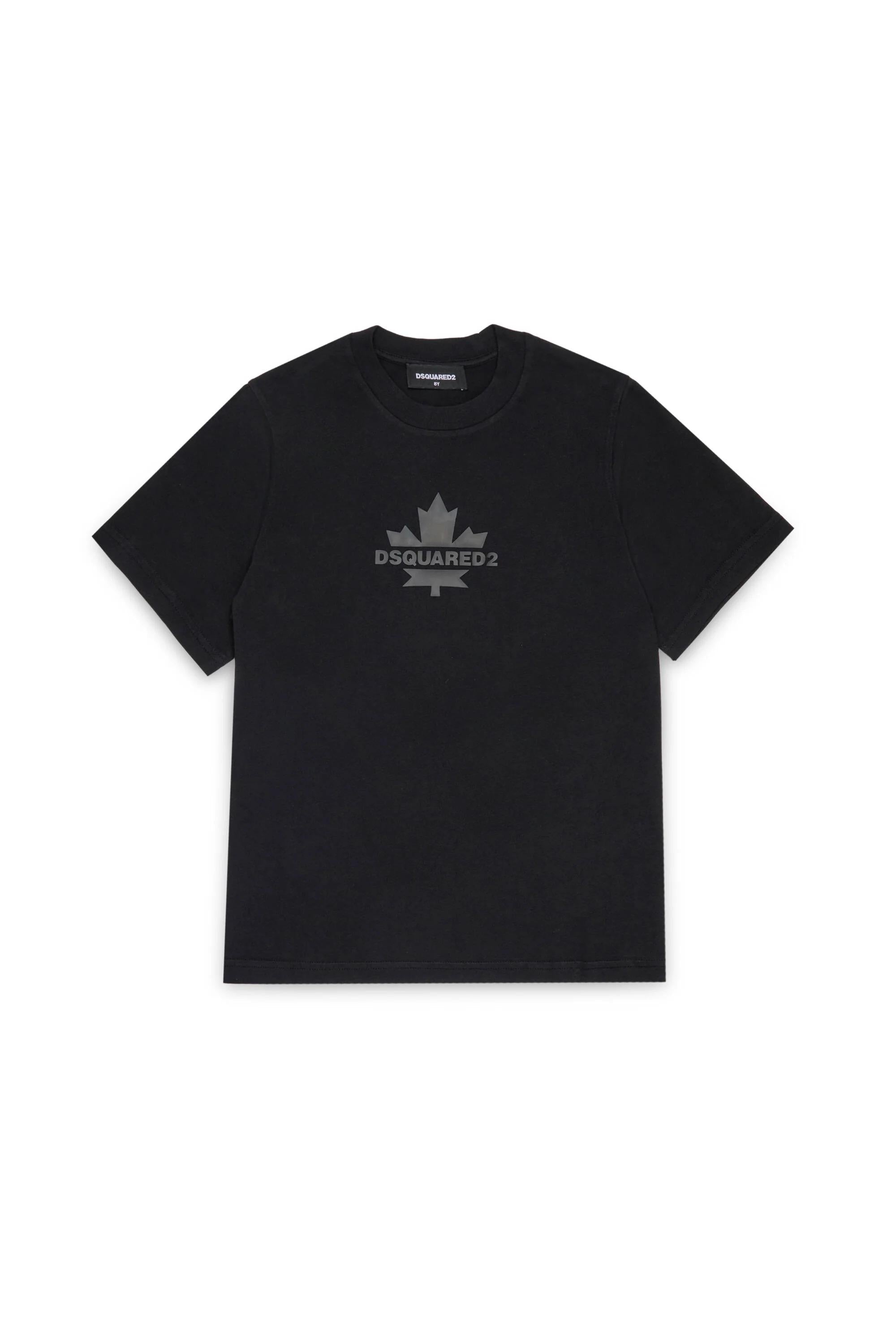 T-shirt con Maple Leaf NERA DQ2743-D0AC7 DQ900 DSQUARED KID 