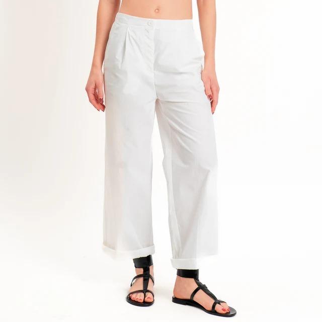 Vicolo-Pantalone popeline elastico dietro - bianco TAB2001 NATURALE VICOLO 