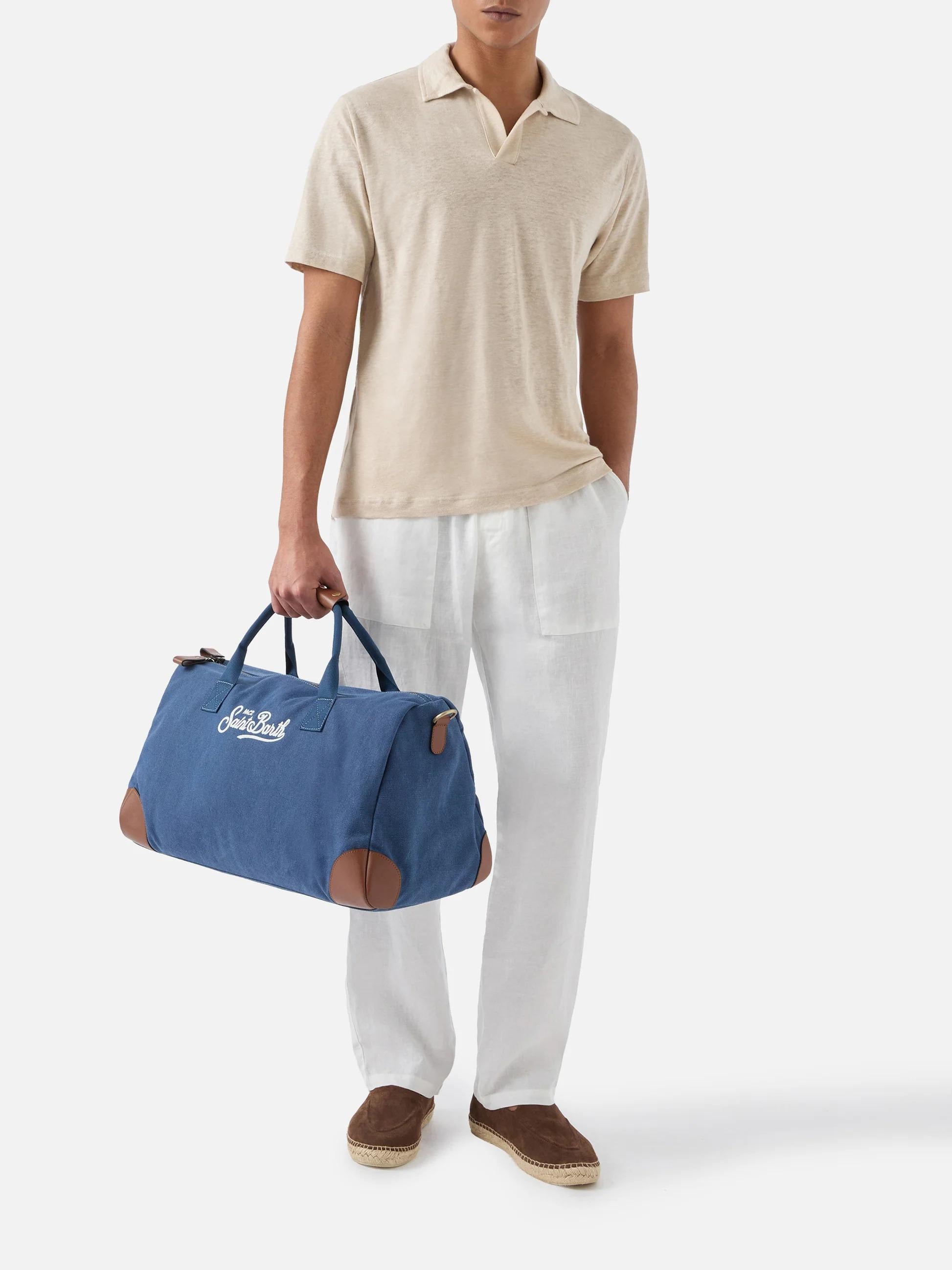Borsone Daily in misto cotone navy con logo ricamato DALB001 00244L MC2 SAINT BARTH 