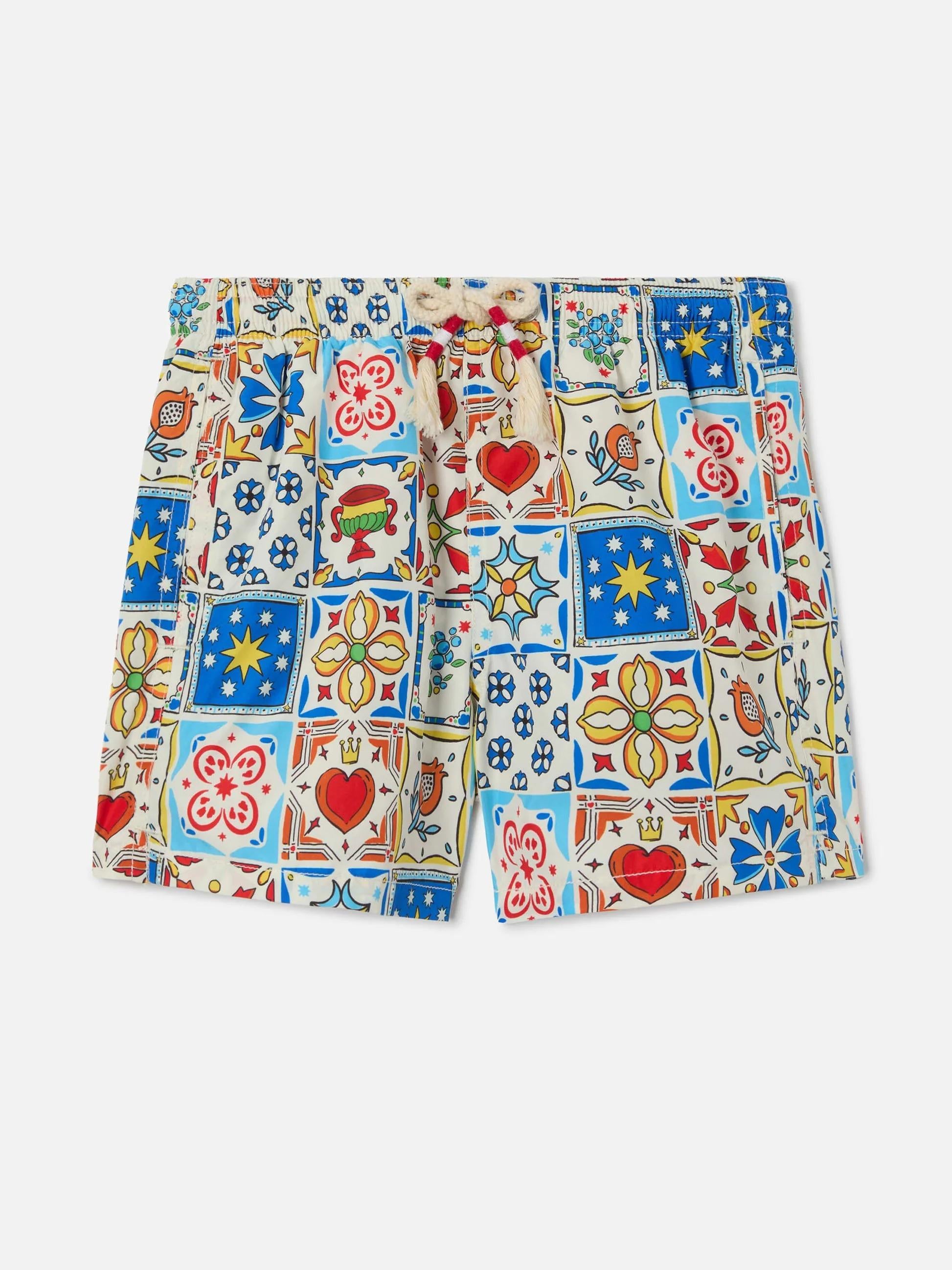 Costume Jean Lighting 70 con stampa maiolica all-over JEA0004 01126L MC2 SAINT BARTH 