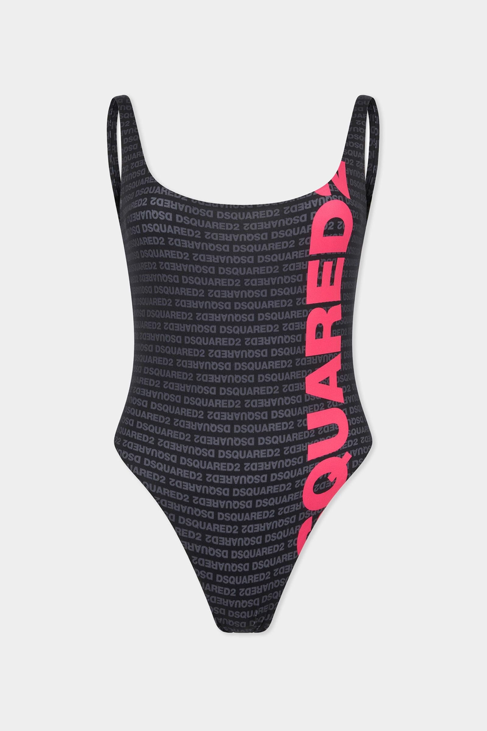 Costume intero con logo Dsquared2 D6BG55300 BLACK/FUXIA DSQUARED 
