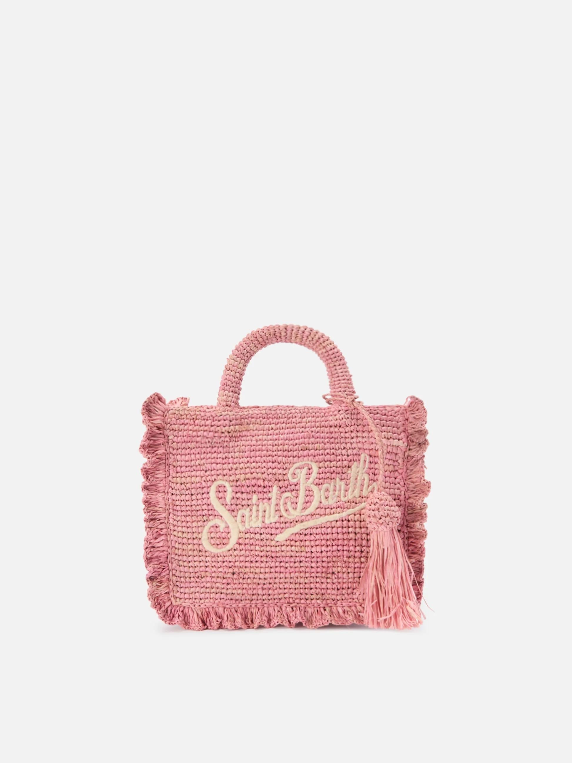 Borsa Volant Mini in raffia rosa con logo ricamato RAFV002 00223L MC2 SAINT BARTH 