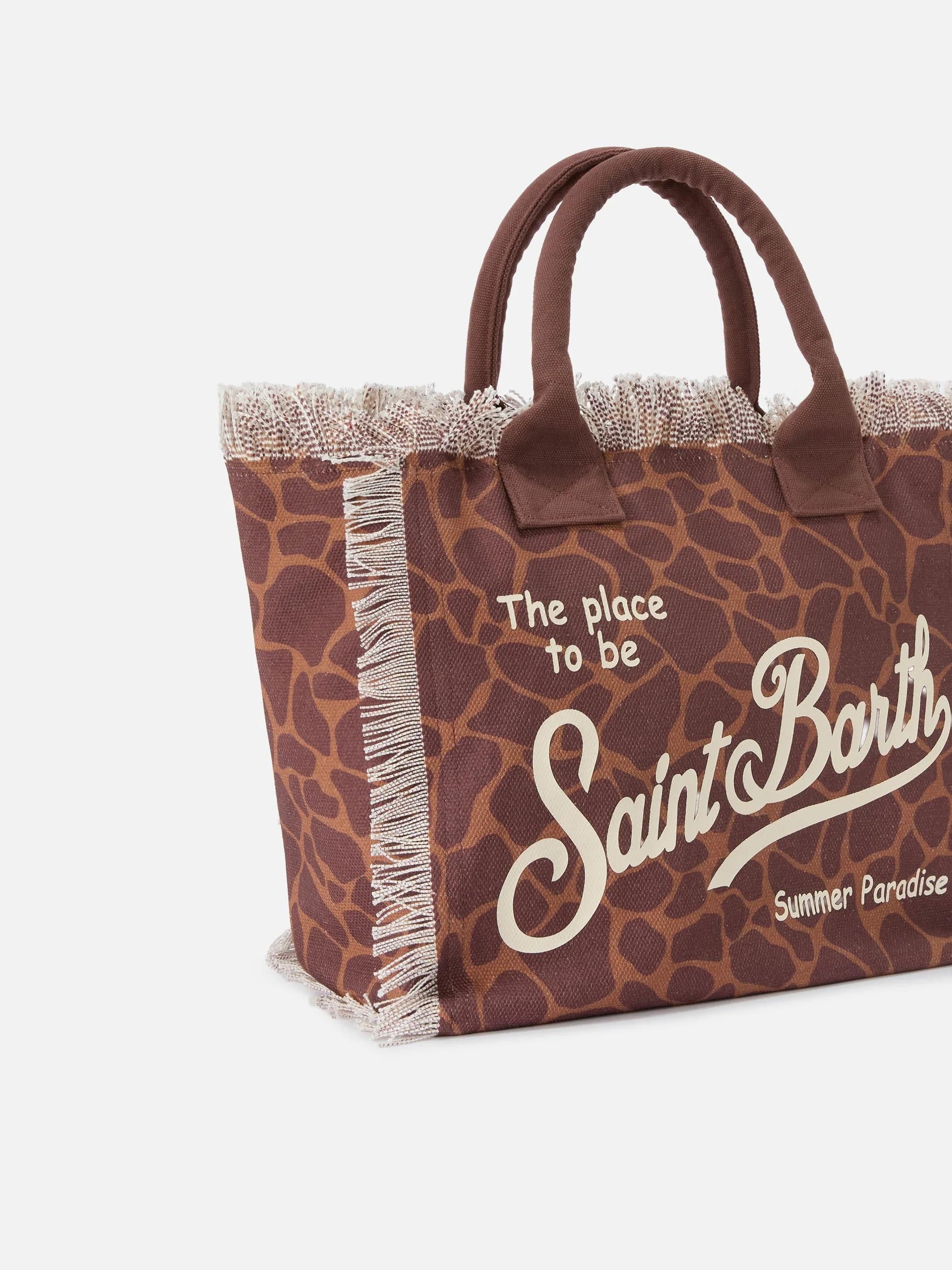 Borsa Vanity regular in canvas con stampa animalier marrone VANI001 00900L MC2 SAINT BARTH 