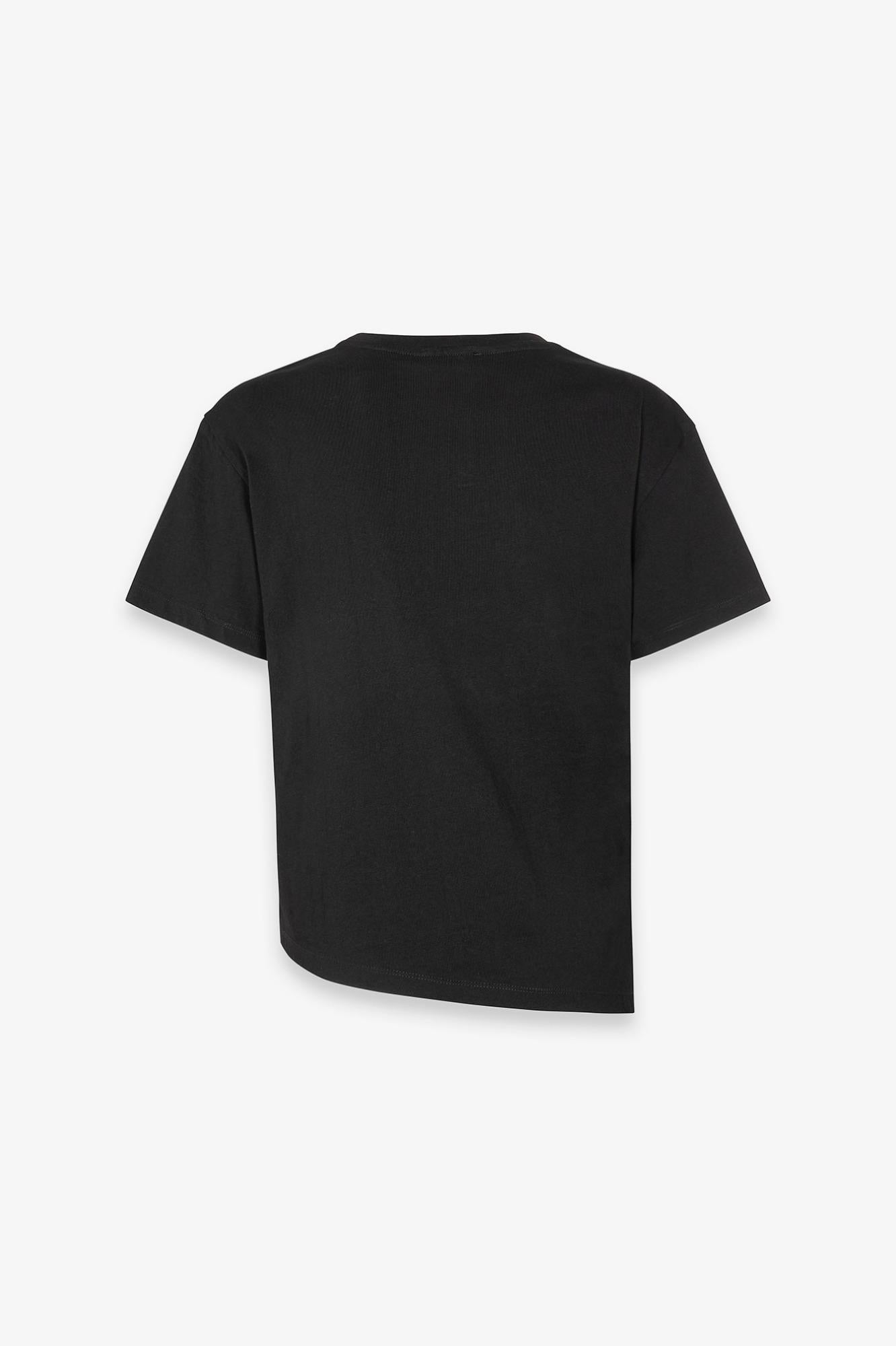 T-Shirt Paricollo Mezza Manica Con Dettaglio Sul Davanti  Nero - Gaëlle Paris GAABW09370-PTTS0043 NERO GAELLE 
