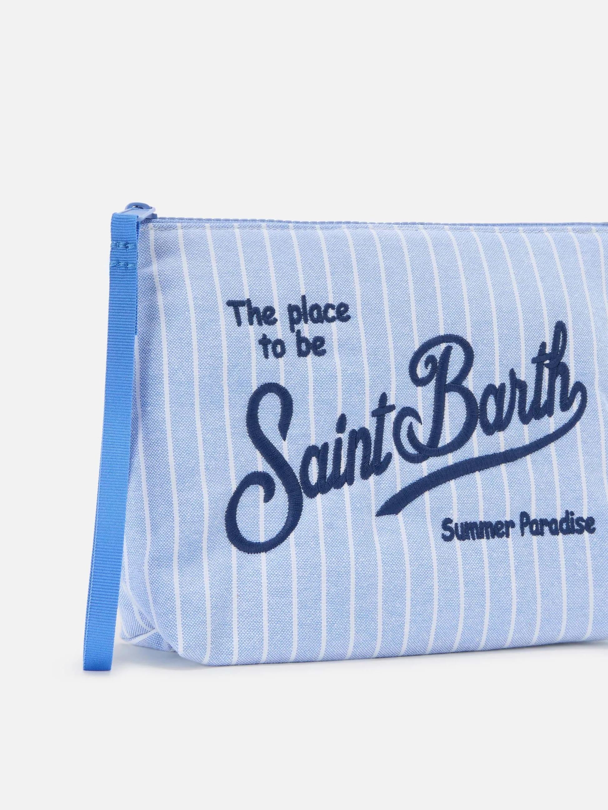 Pochette Aline in cotone blu a righe ALI0046 00563L MC2 SAINT BARTH 