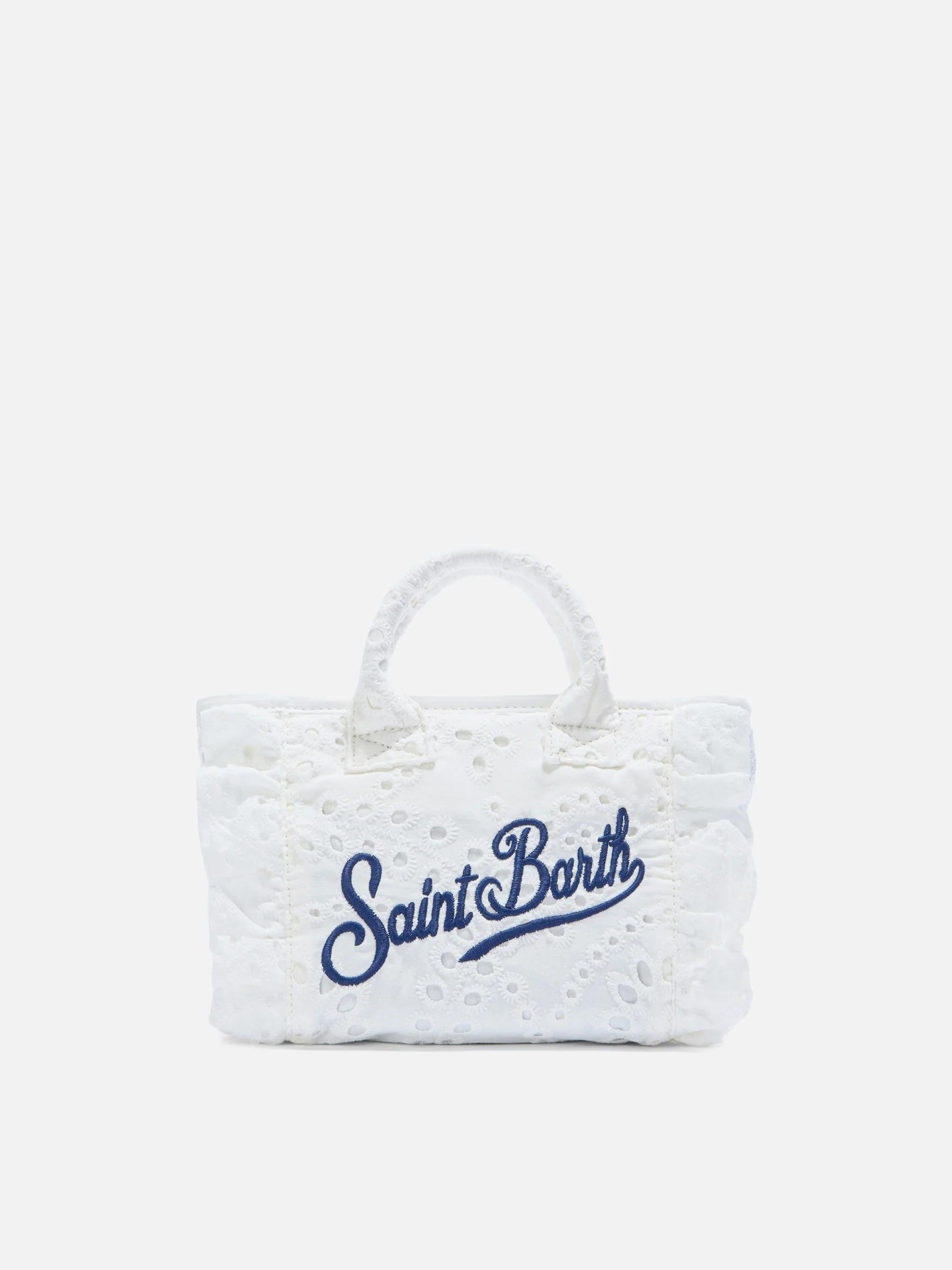Borsa Vanity mini volant in cotone sangallo bianca VAMI018 00434L MC2 SAINT BARTH 