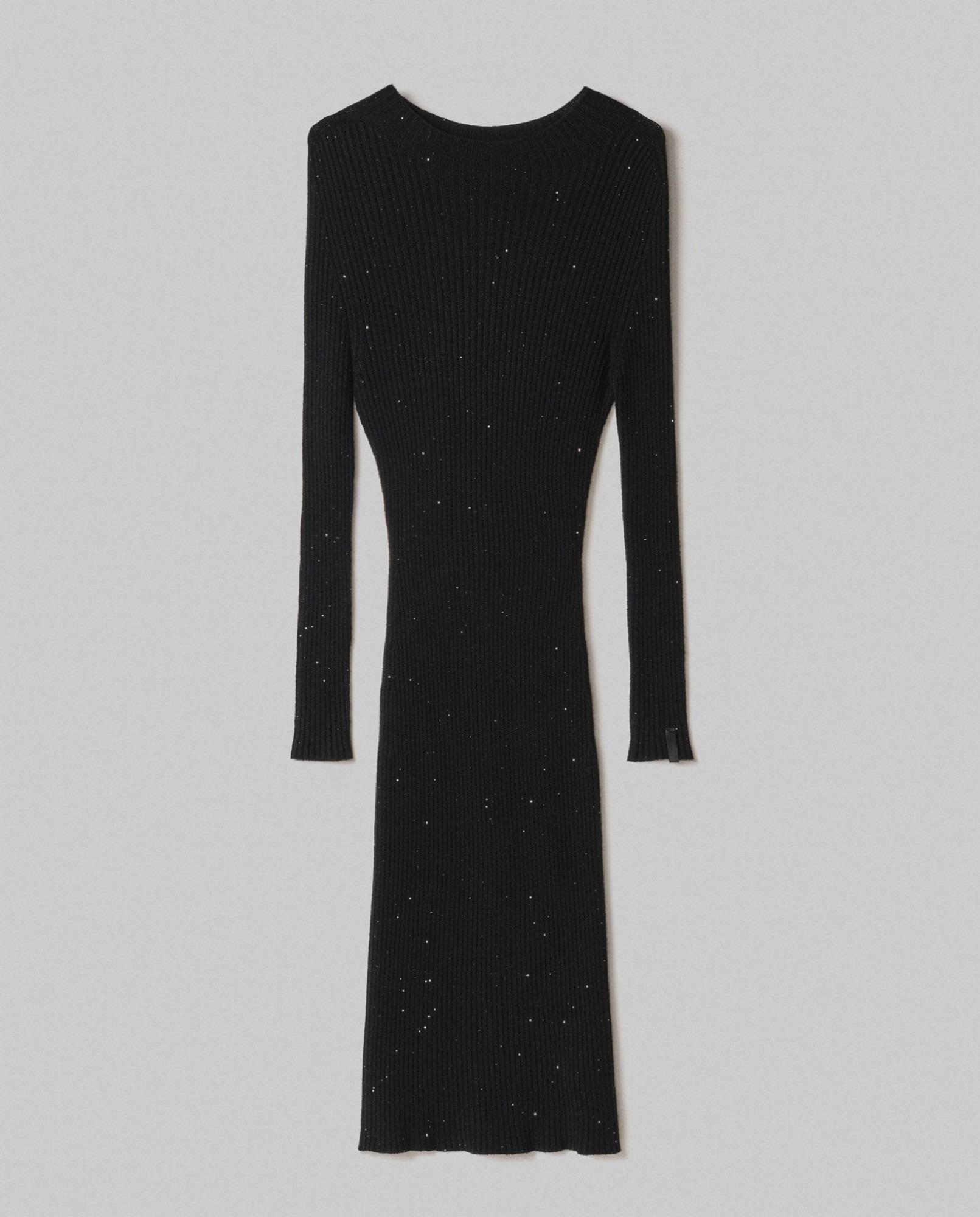 Abito Lupetto Lunghezza Al Ginocchio In Costina Con Paillettes  Nero HINNOMINATE HMABW02330-MTTM0001 NE01 HINNOMINATE 