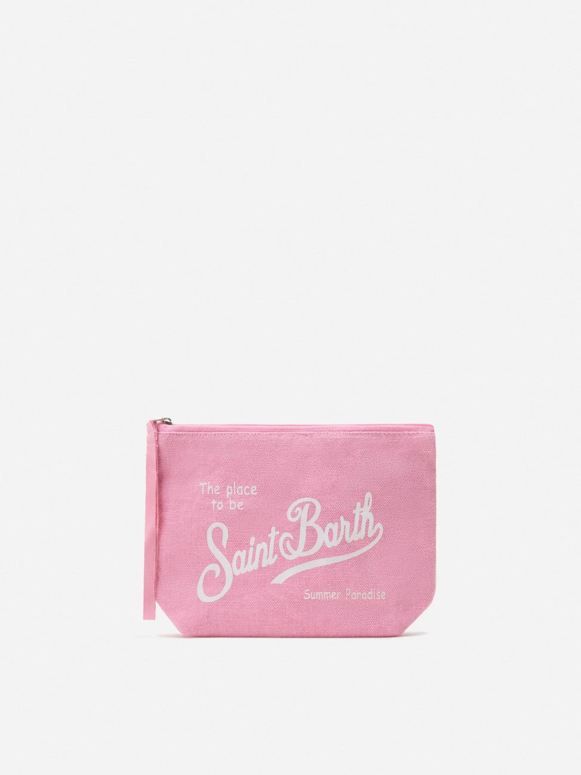 Pochette Aline in lino rosa tinta unita ALI0004 00142L MC2 SAINT BARTH 
