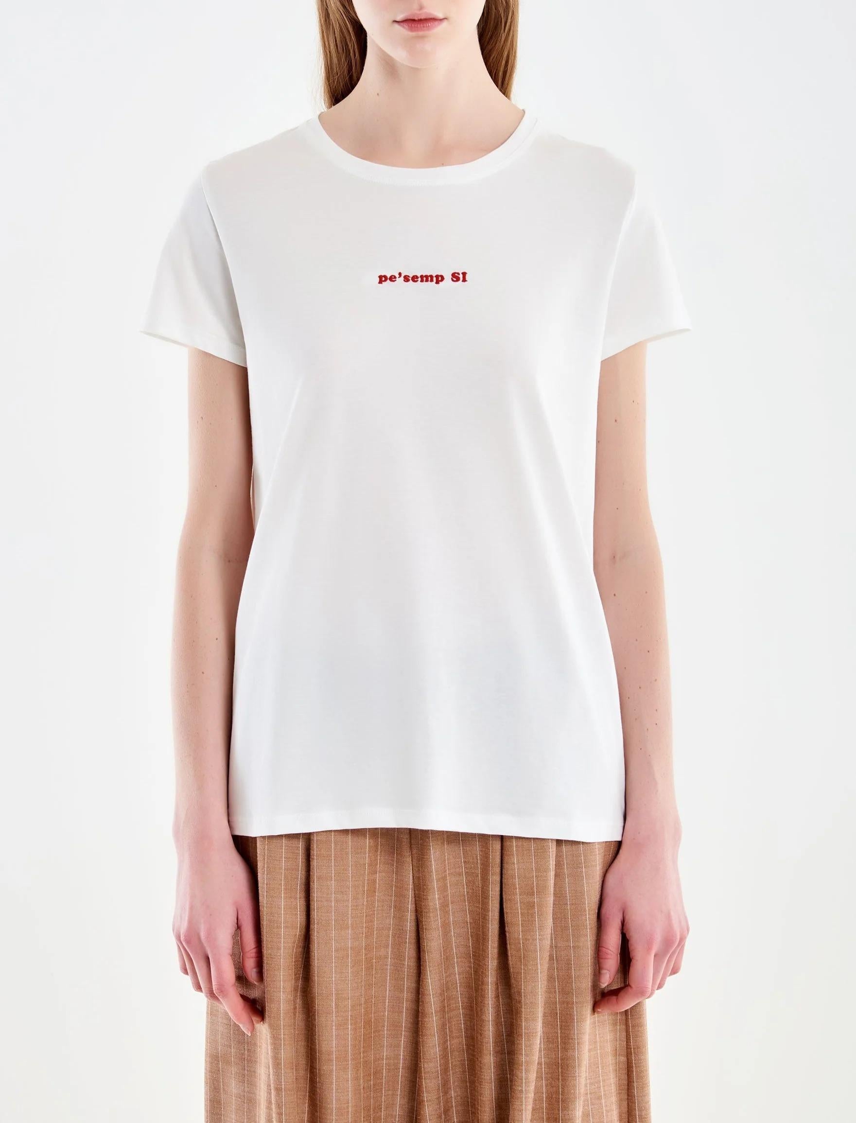 T-Shirt girocollo con ricamo "Pe' semp si" VICOLO RAB0542 02 VICOLO 