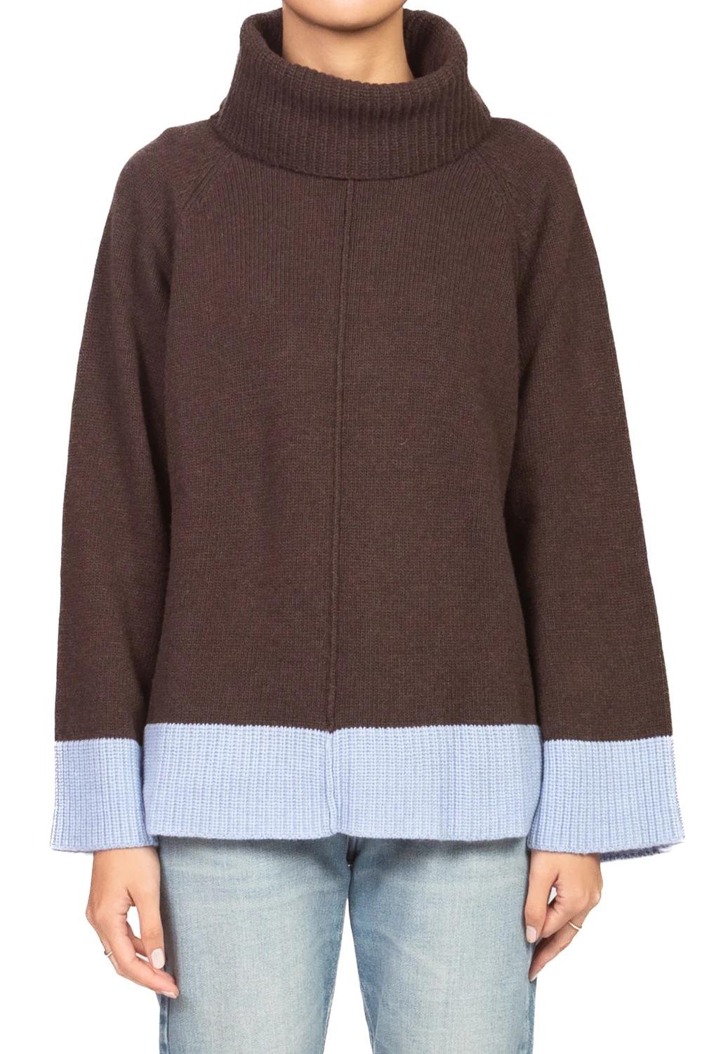 Vicolo - Maglia collo alto profilo contrasto Art. 55245F marrone 55245F MARRONE VICOLO 