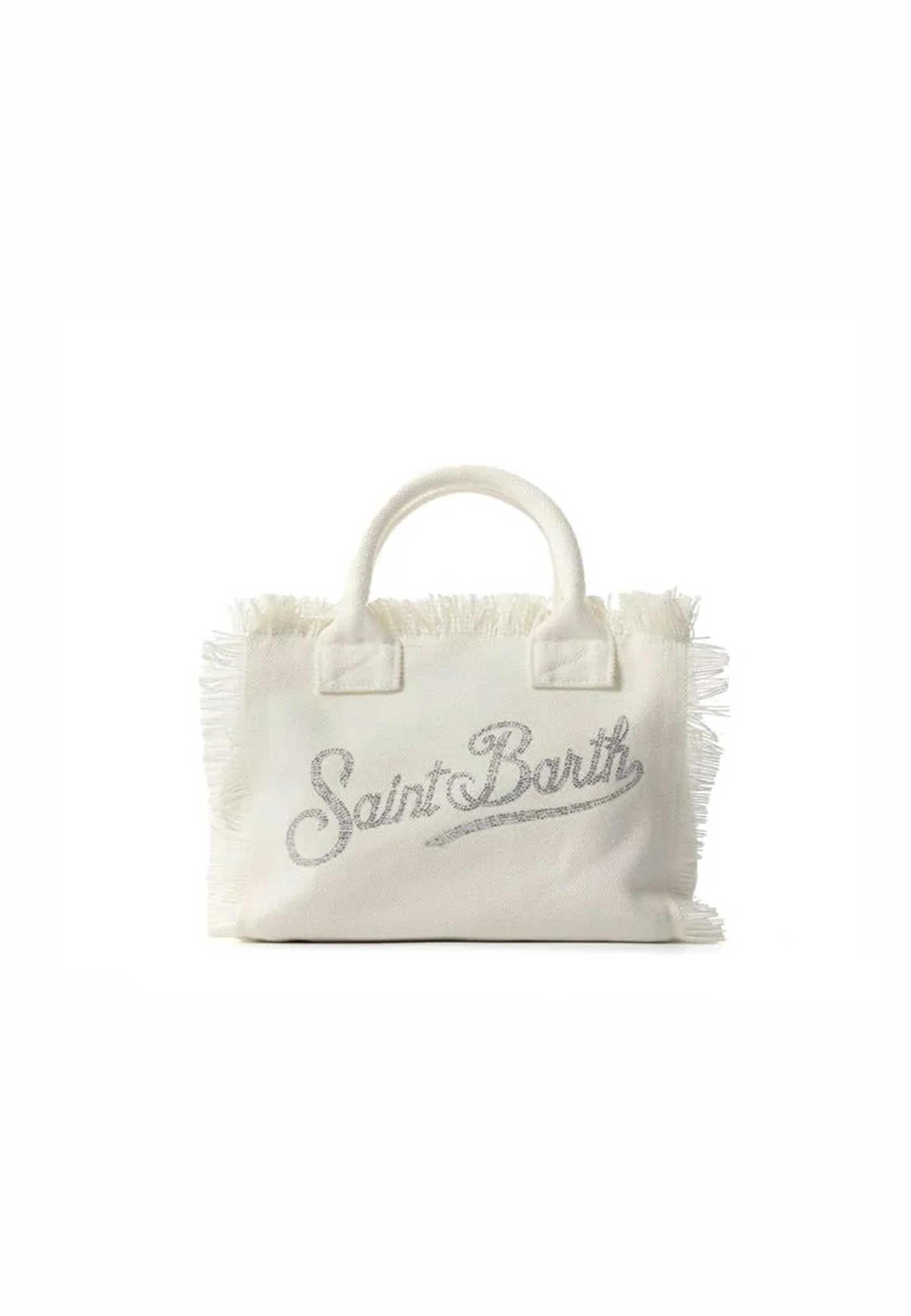 Mc2 saint barth Borsa Vanity Mini Bianca con Logo Strass Argento VAMI001 02571L MC2 SAINT BARTH 